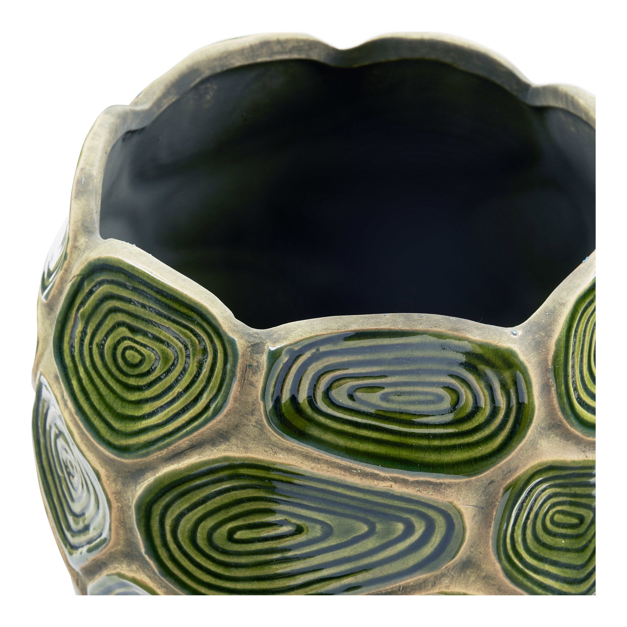 Bloempot - Bloempot, keramiek, donkergroen/bruin ø18x16 cm