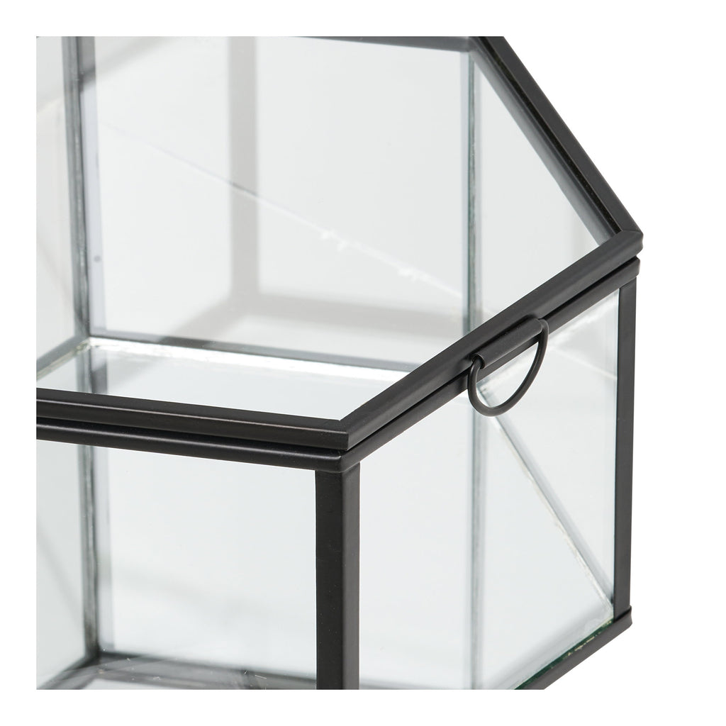 Torpe Opbergdozen - Glas/metaal, transparant/zwart (set van 2)