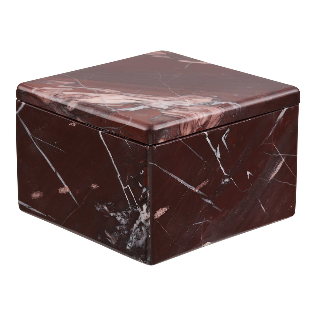 Jar - Pot, marmer, kastanjerood, 12x12x8 cm