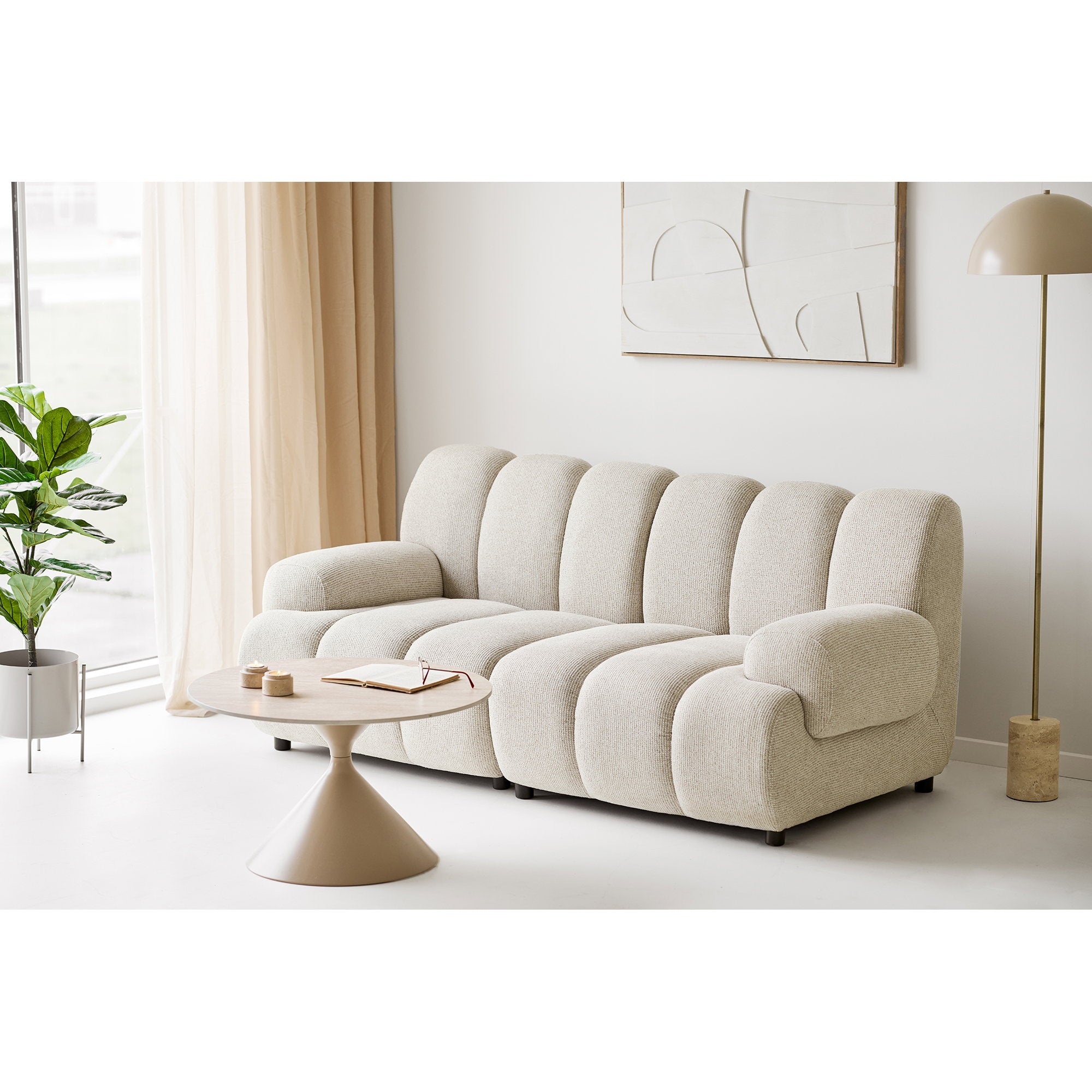 Theelichthouder - Travertin, naturel (set van 2)
