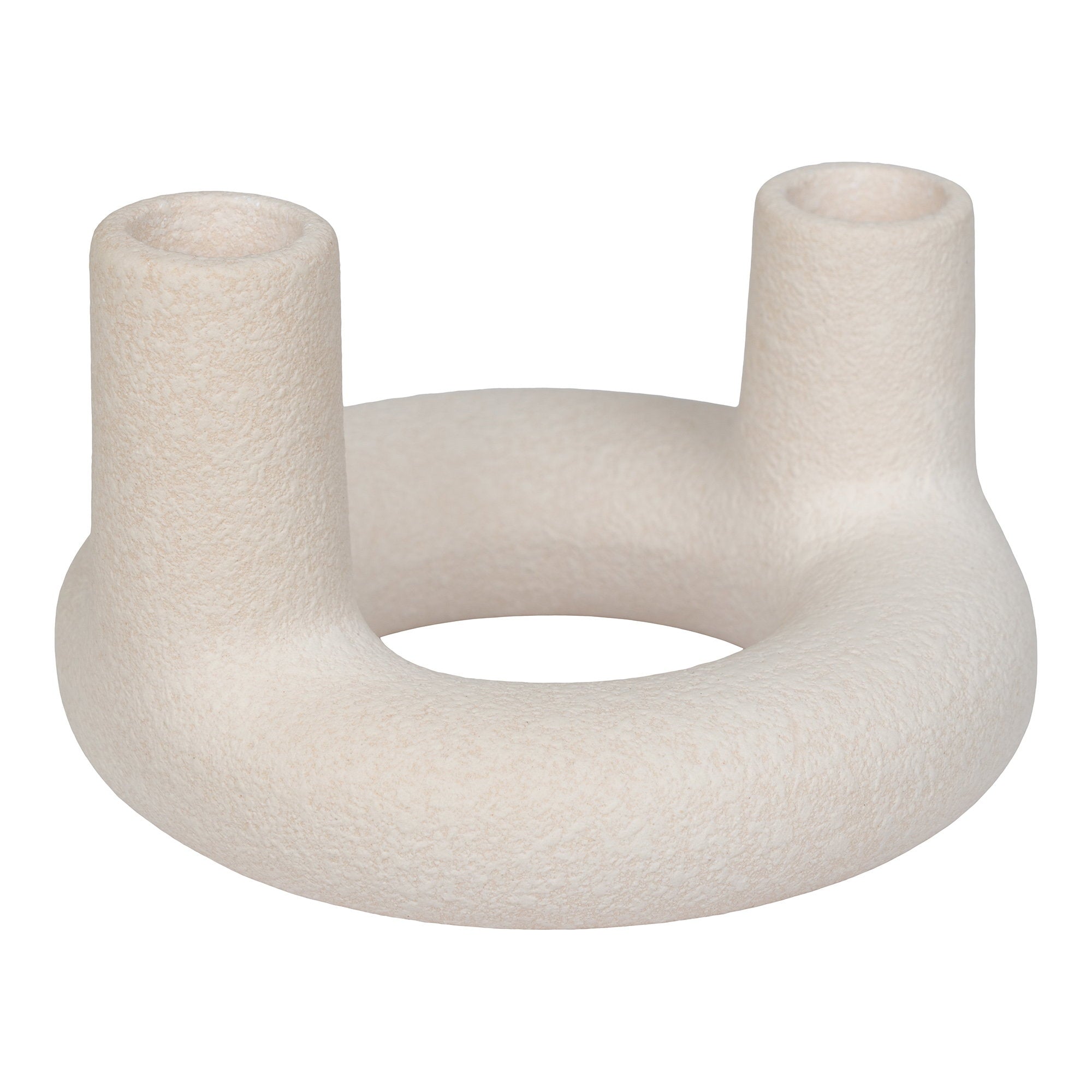 Kandelaar - Keramiek, beige Ø13x8,5 cm