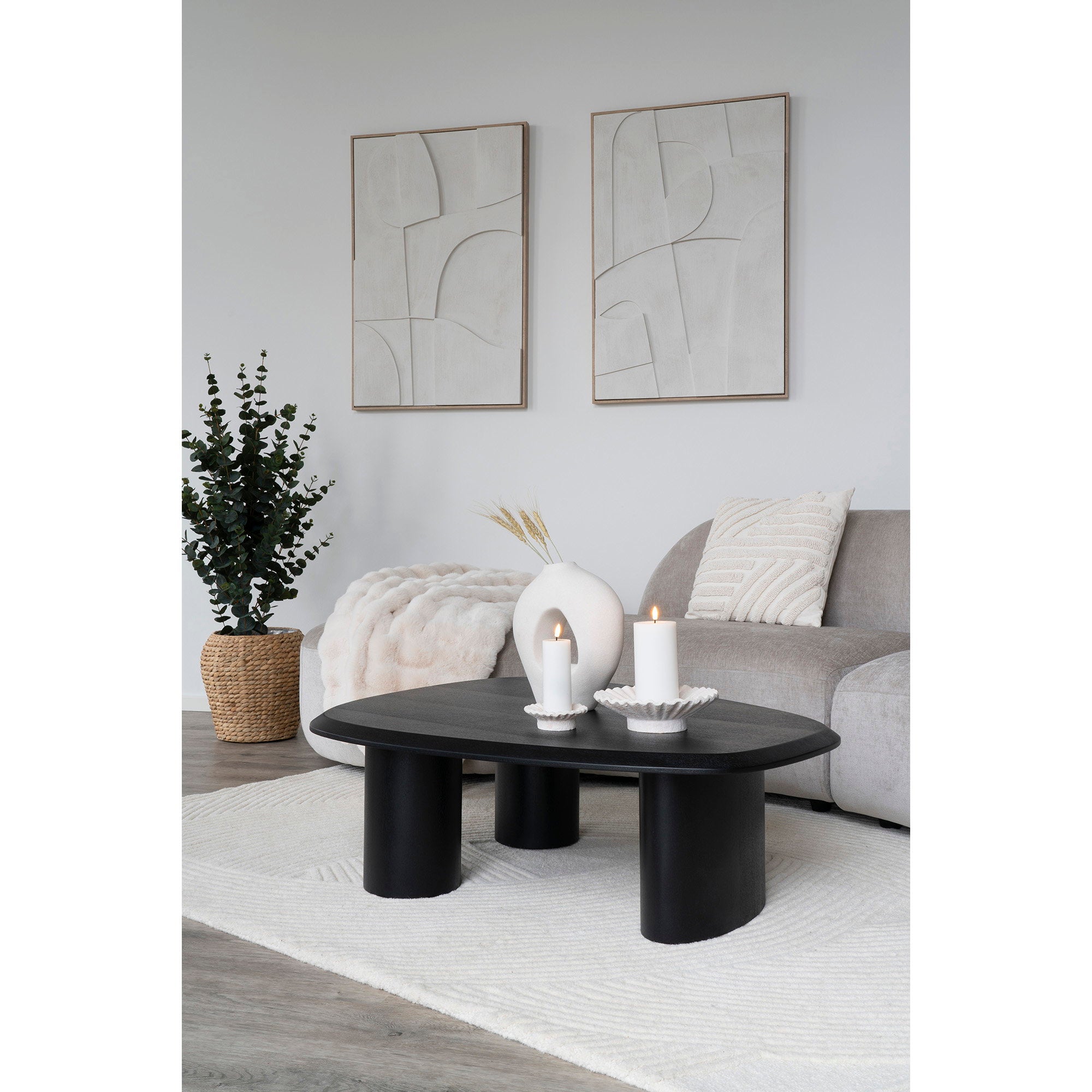 Candle Houder - Kandelaar, cement, wit, set van 2