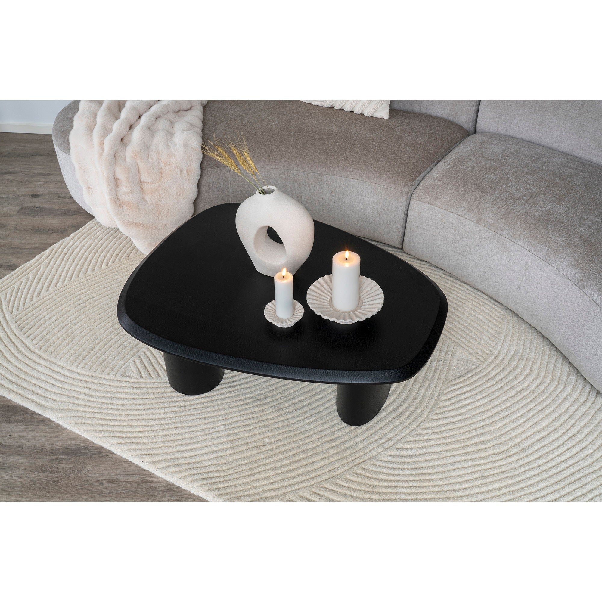 Candle Houder - Kandelaar, cement, wit, set van 2