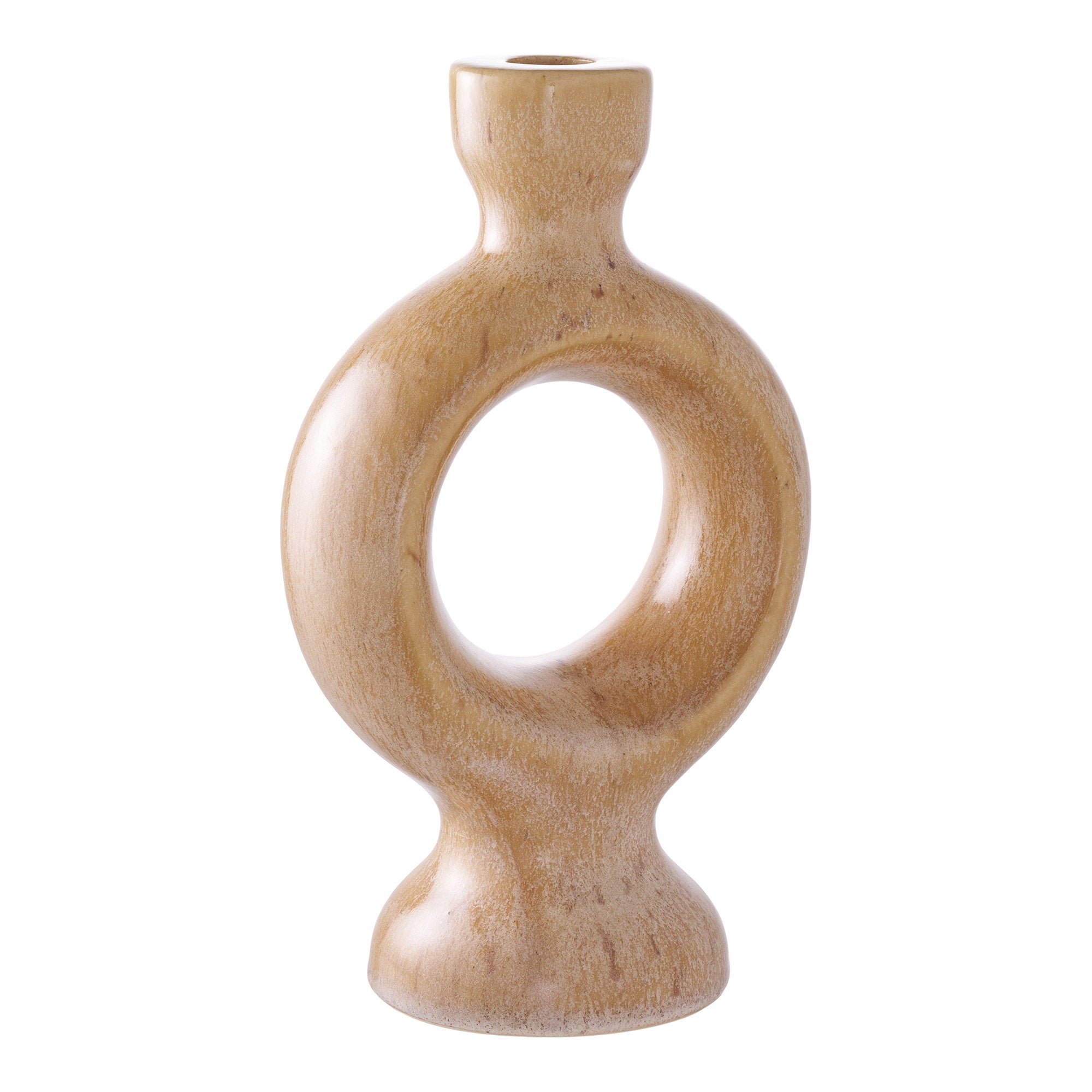 Kandelaar - Keramiek, bruin 13,5x8,8x23,4 cm