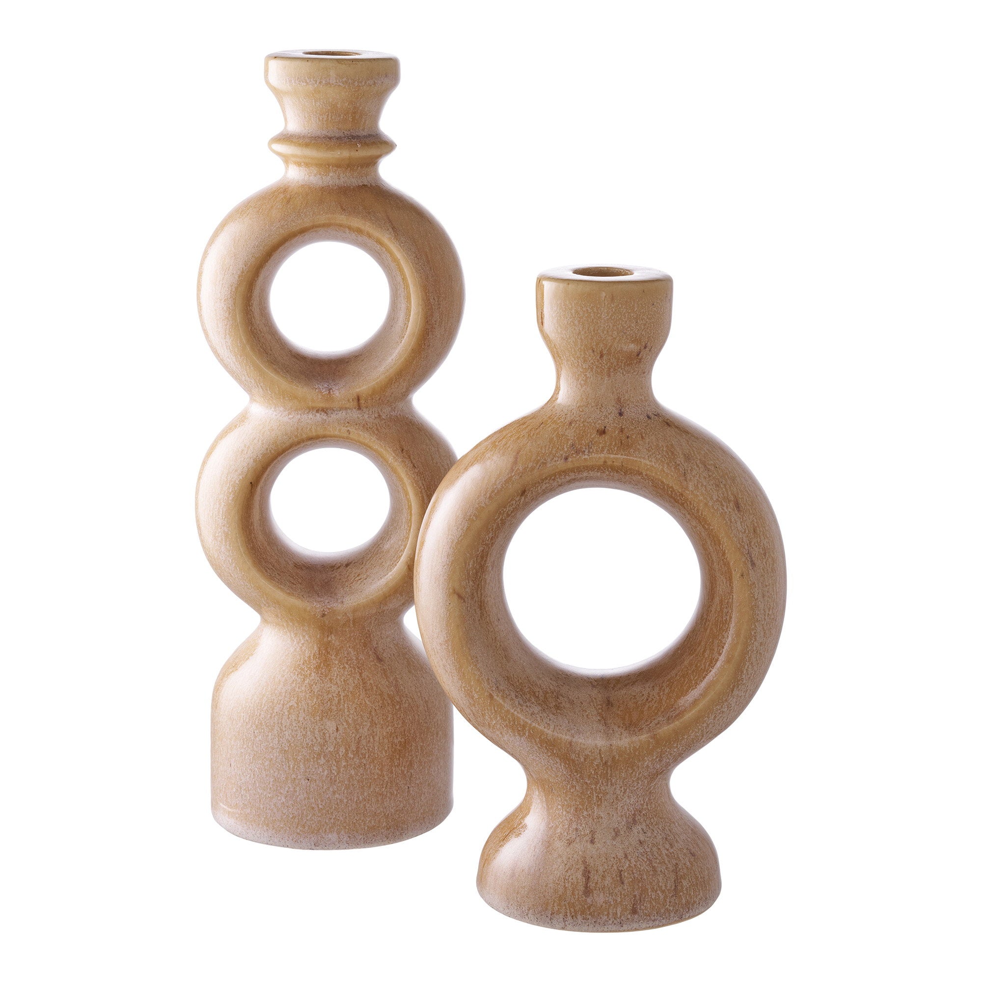 Kandelaar - Keramiek, bruin 13,5x8,8x23,4 cm