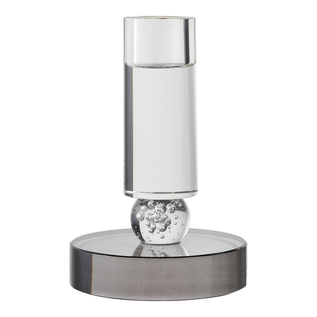 Kandelaar - Glas, grijs/wit Ø9x13 cm