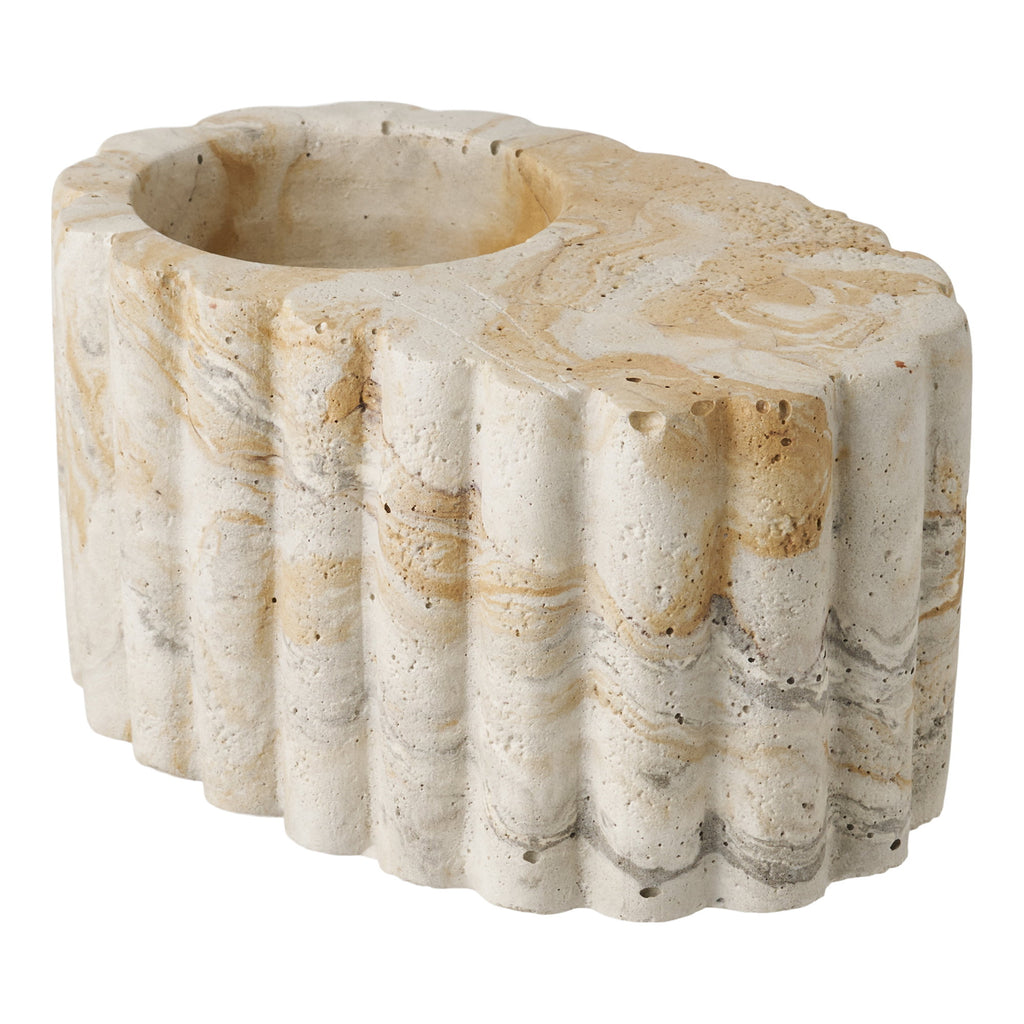 Theelichthouder - Cement, bruin/beige Ø10,5x6 cm
