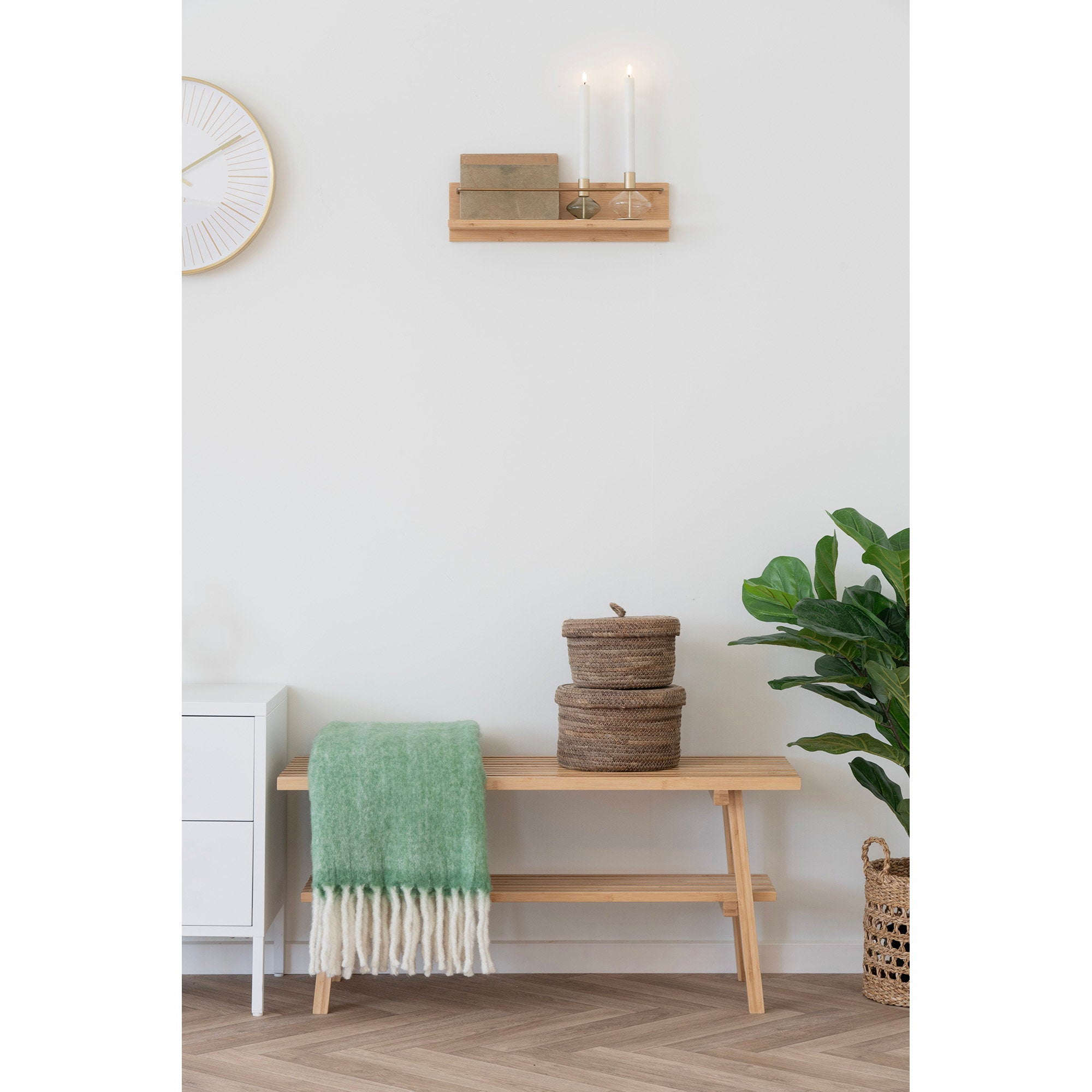 Kandelaar - Glas/metaal, transparant/groen (set van 2)