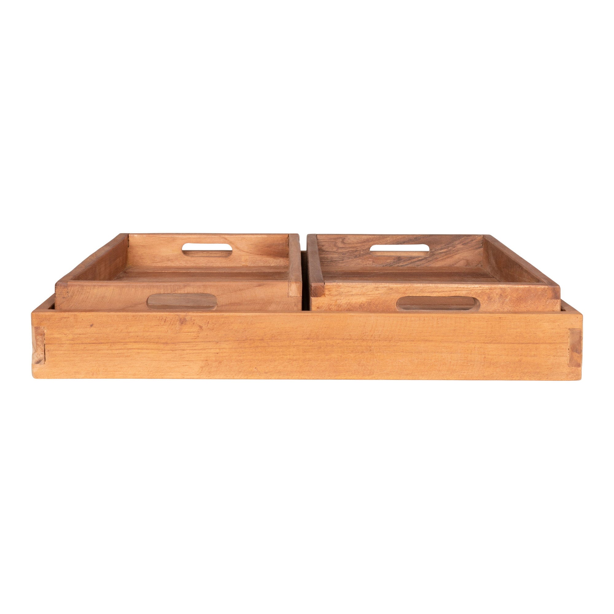 Faro Dienbladen - Teakhout, naturel (set van 3)