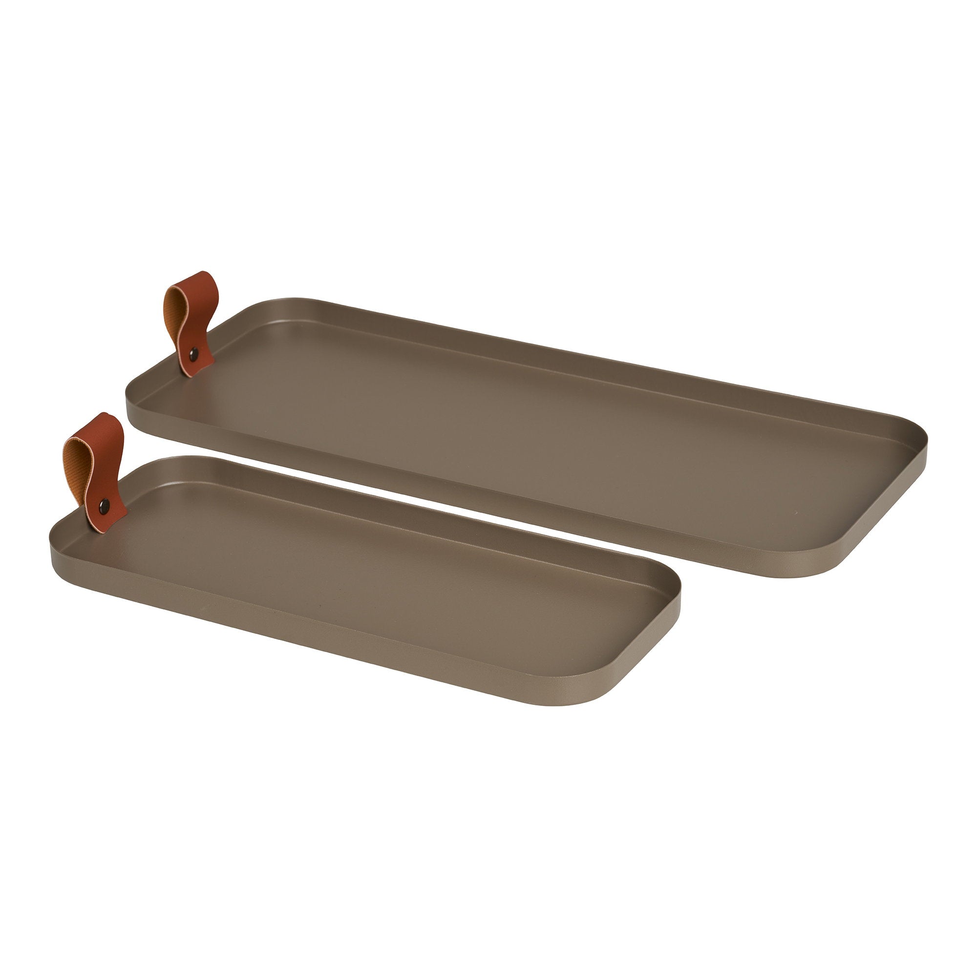 Dienblad - Staal, bruin (set van 2)