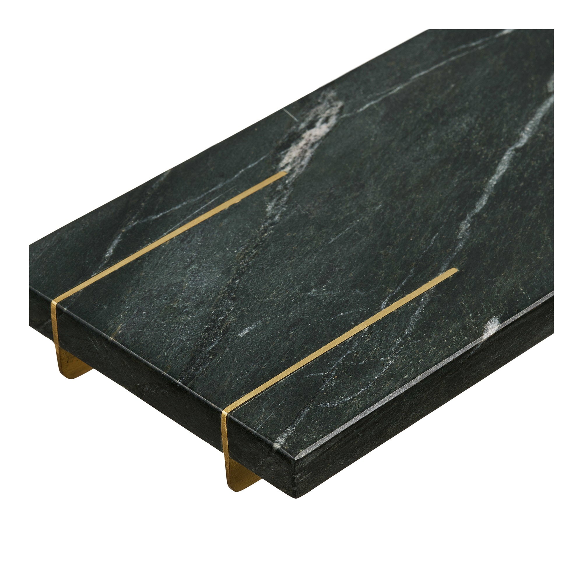Diu Dienblad - Dienblad, marmer, zwart/messing 38x12,5 cm
