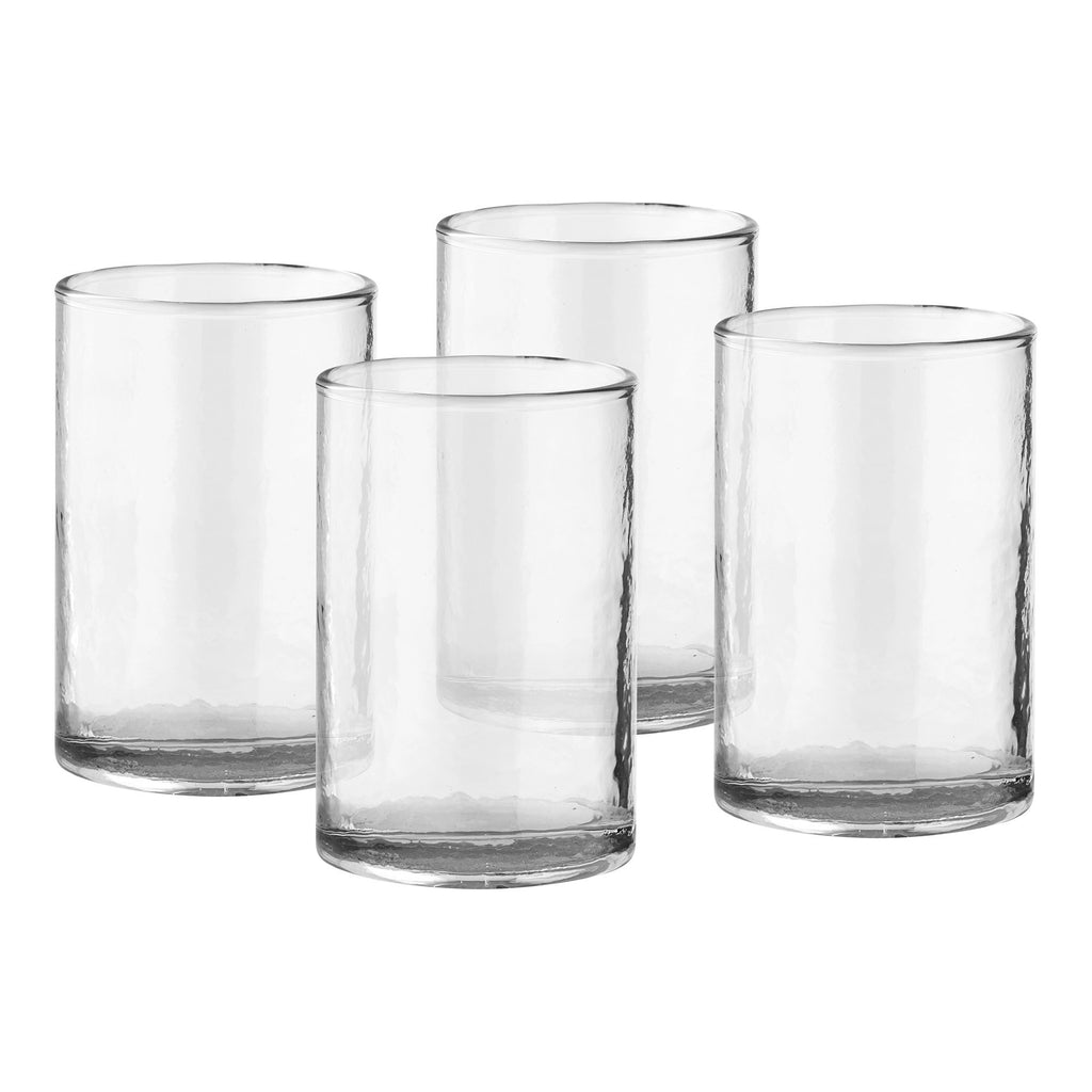 Nalanda Gehamerde Glazen - Gehamerde glazen, transparant, set van 4, ø7x10 cm