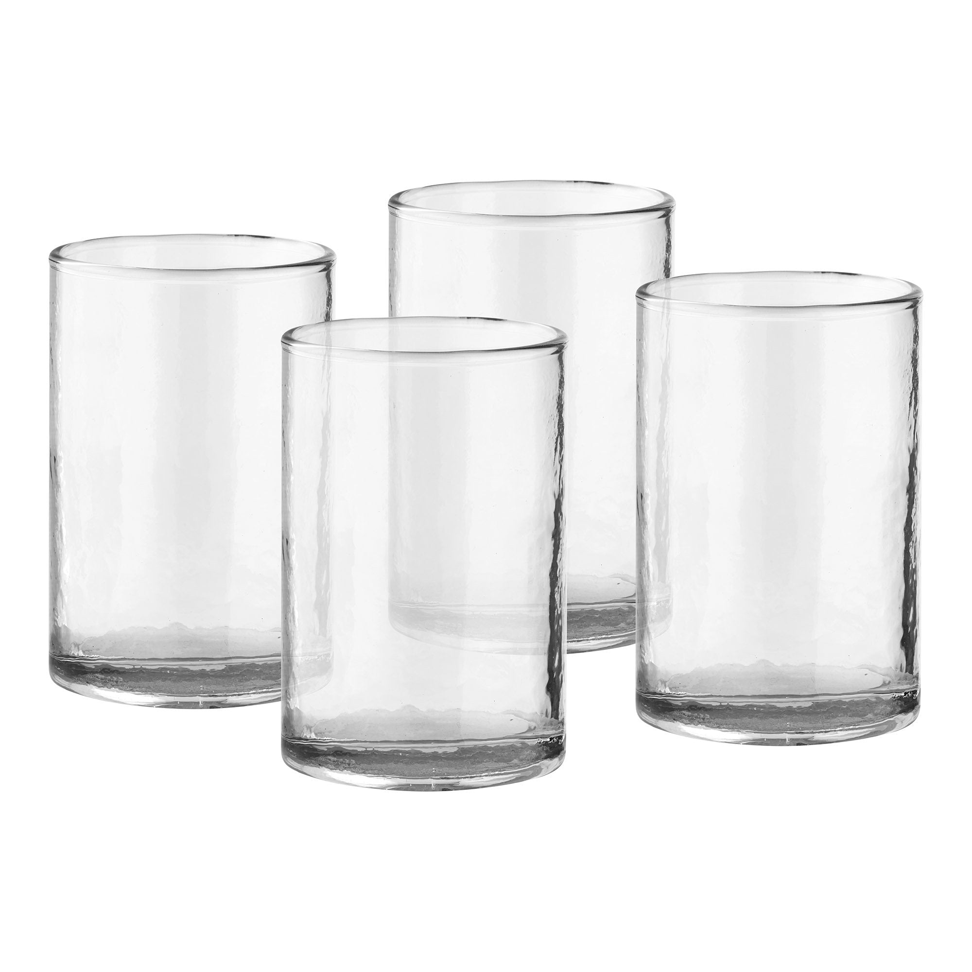 Nalanda Gehamerde Glazen - Gehamerde glazen, transparant, set van 4, ø7x10 cm
