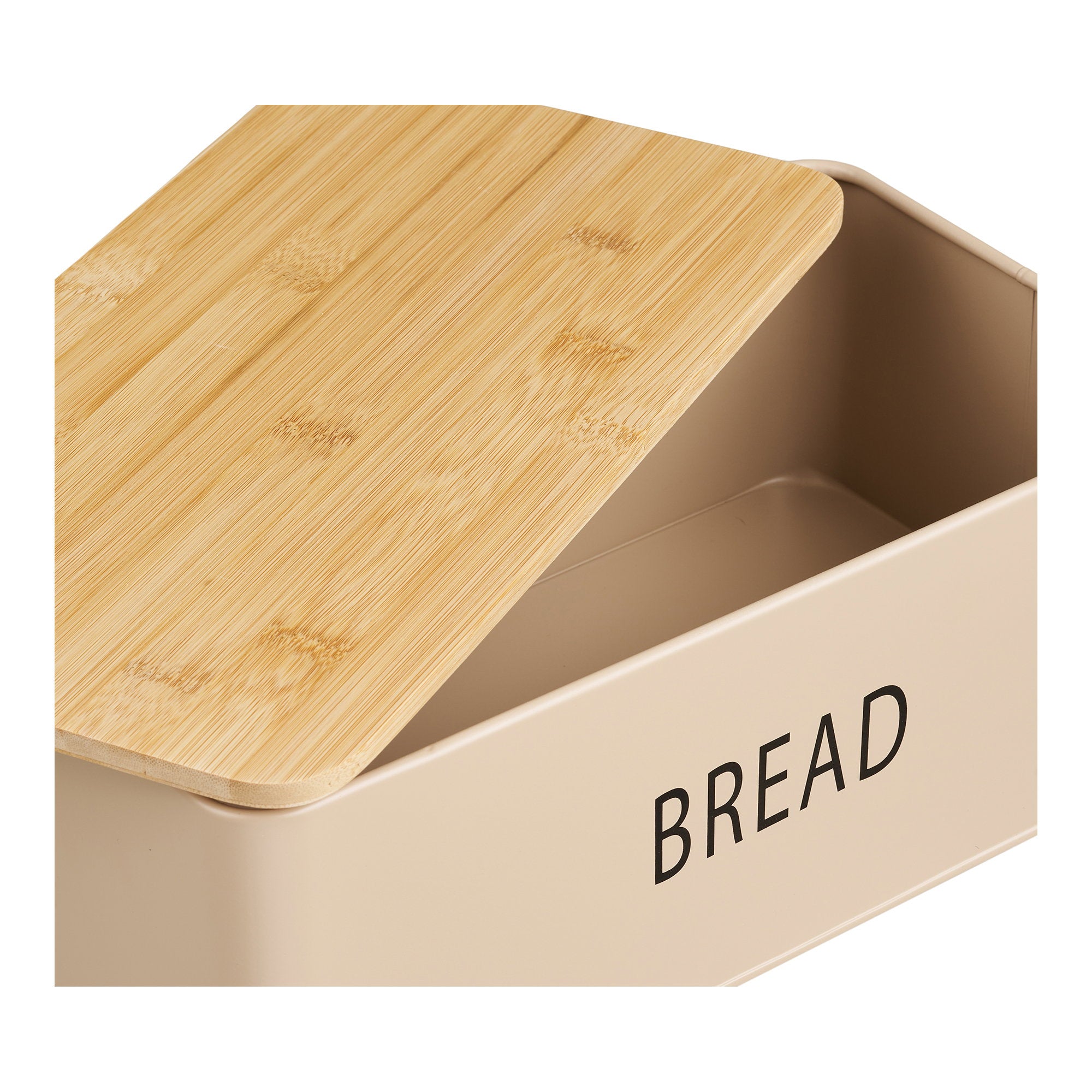Tula Broodtrommelset - Broodtrommel met 3 voorraadbussen, metaal/bamboe, beige (set van 4)