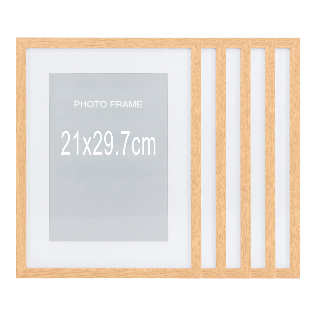 Marbella Fotolijst - Fotolijst, MDF/glas, naturel 21x29,7 cm, set van 5