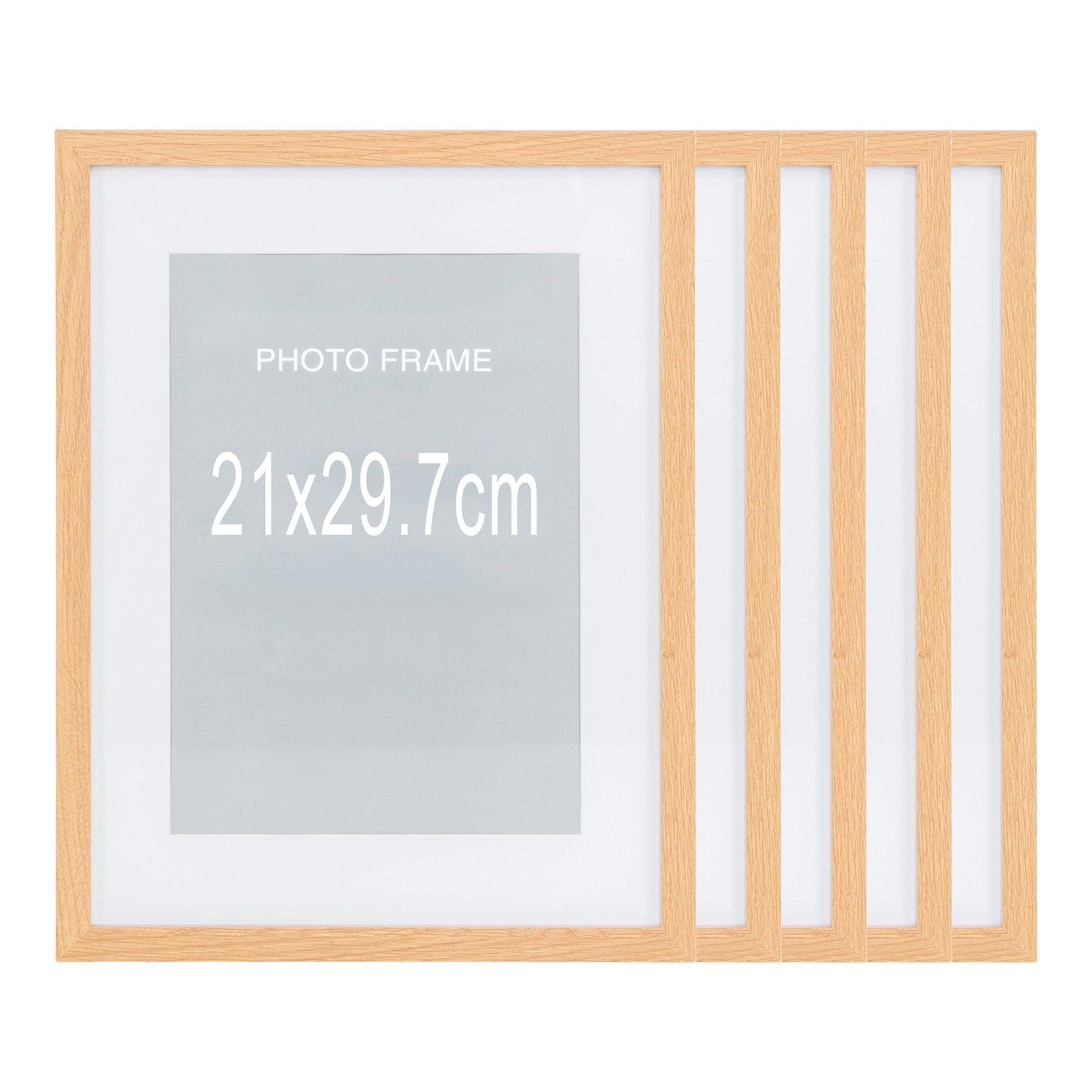 Marbella Fotolijst - Fotolijst, MDF/glas, naturel 21x29,7 cm, set van 5