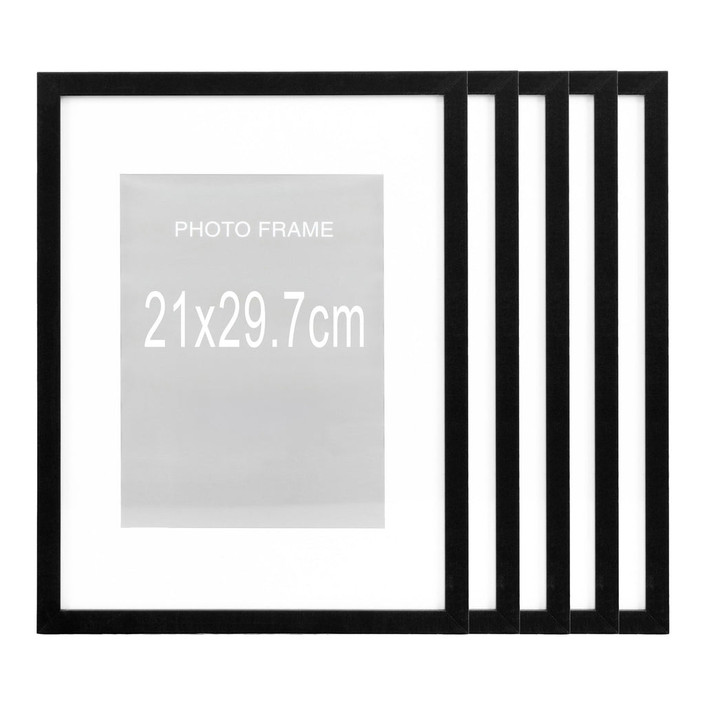 Marbella Fotolijst - Fotolijst, MDF/glas, zwart, 21x29,7 cm, set van 5