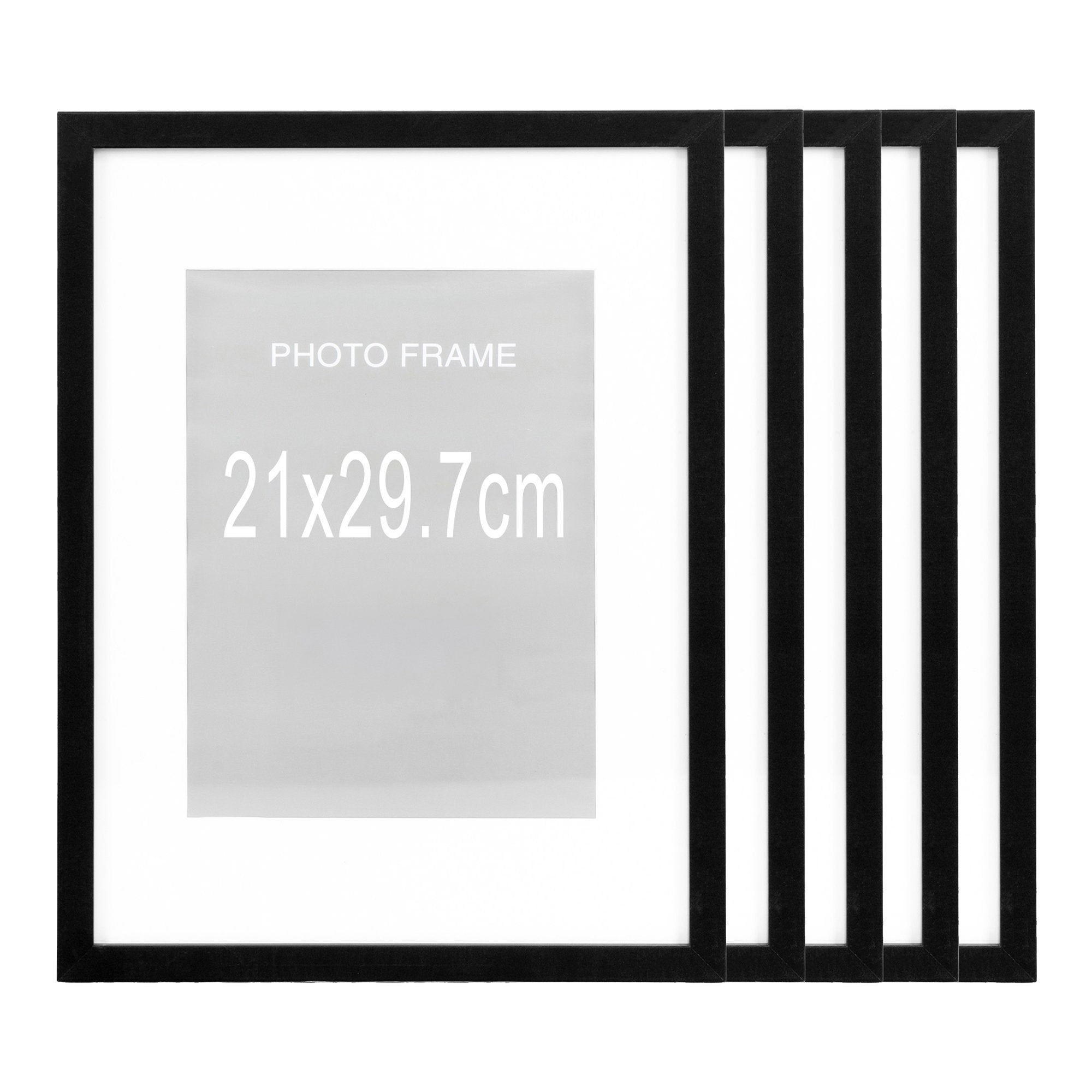 Marbella Fotolijst - Fotolijst, MDF/glas, zwart, 21x29,7 cm, set van 5