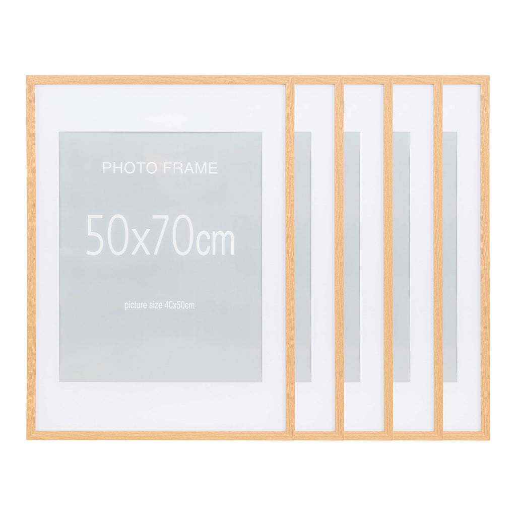Marbella Fotolijst - Fotolijst, MDF/glas, naturel 50x70 cm, set van 5