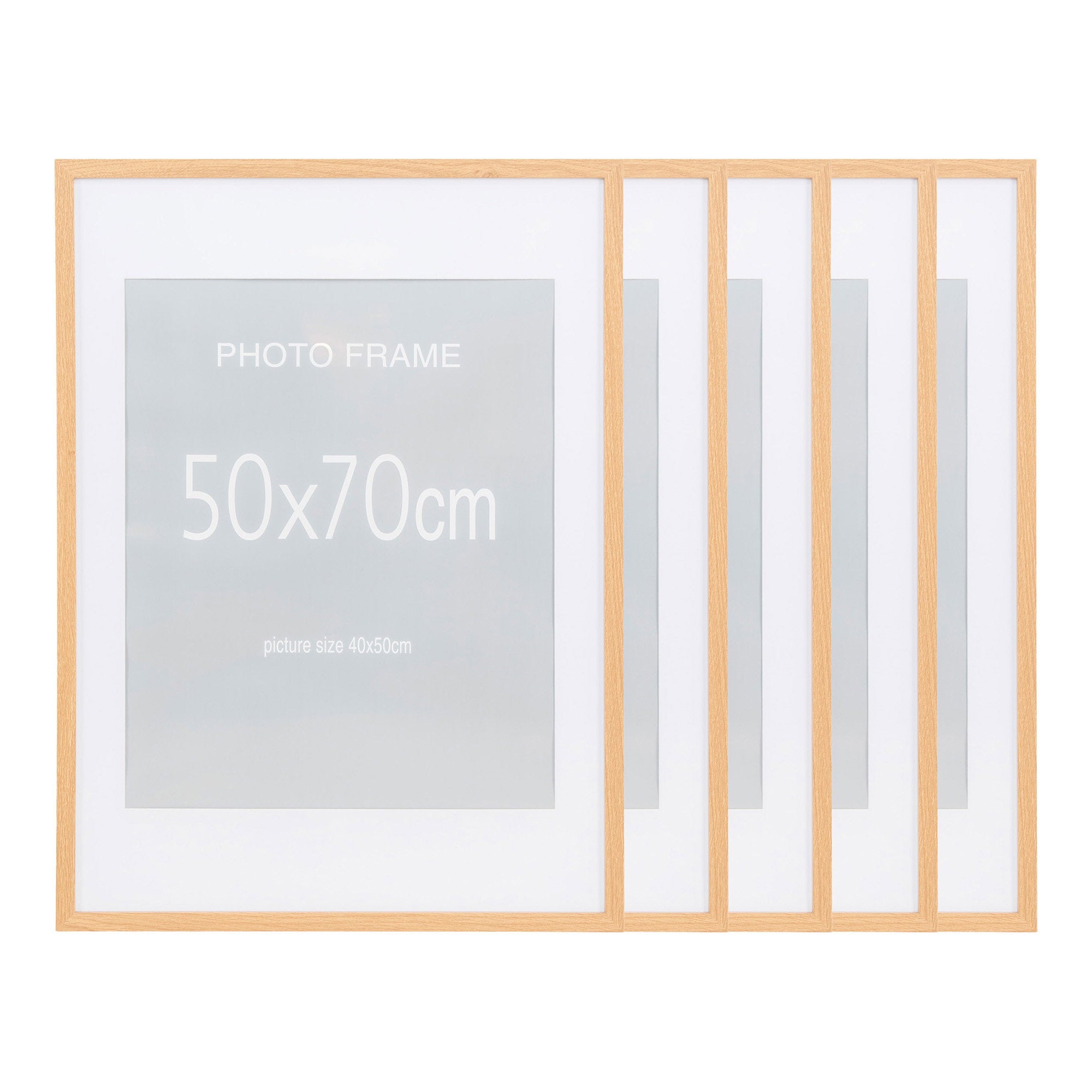 Marbella Fotolijst - Fotolijst, MDF/glas, naturel 50x70 cm, set van 5