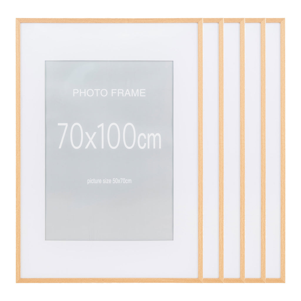Marbella Fotolijst - Fotolijst, MDF/glas, naturel 70x100 cm, set van 5