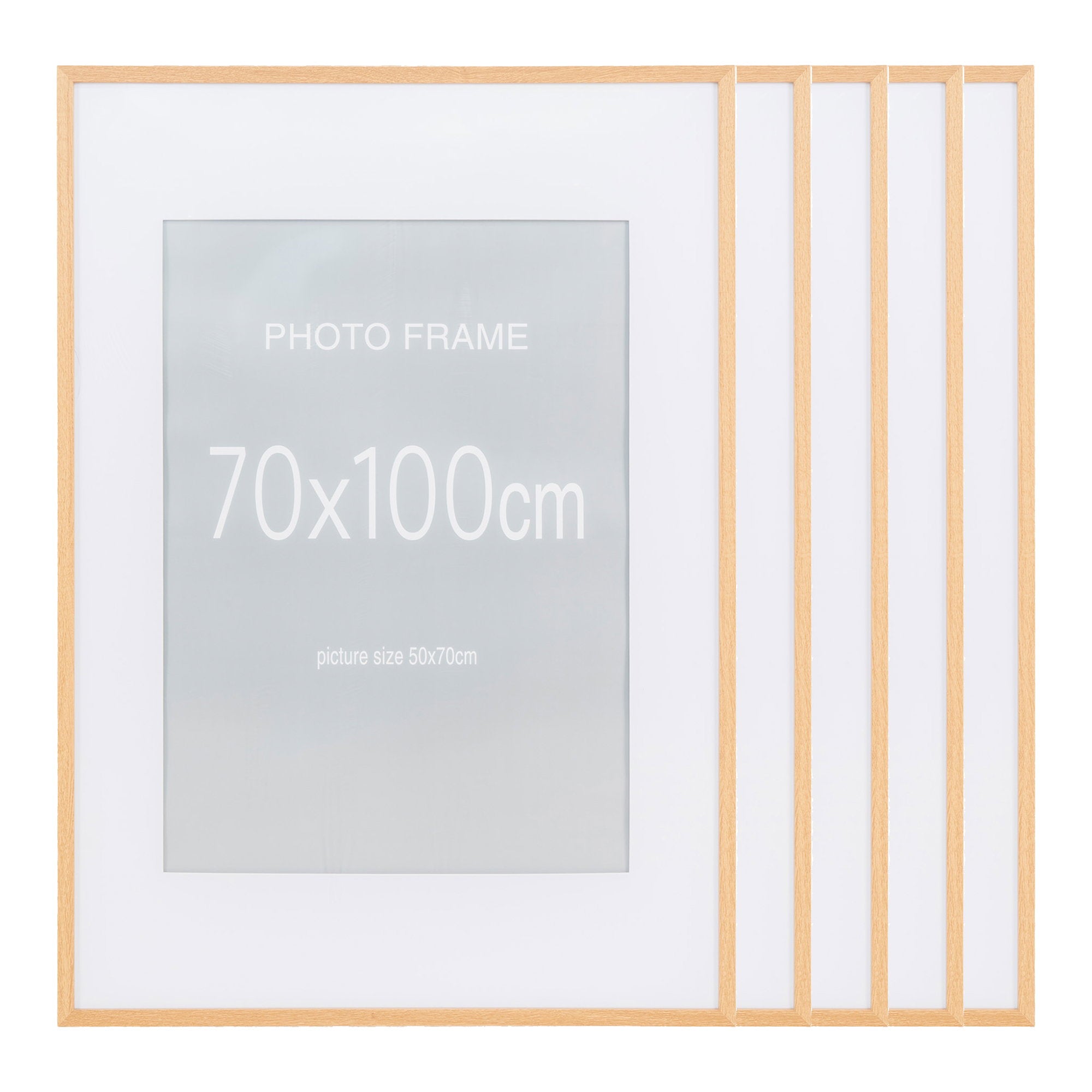 Marbella Fotolijst - Fotolijst, MDF/glas, naturel 70x100 cm, set van 5