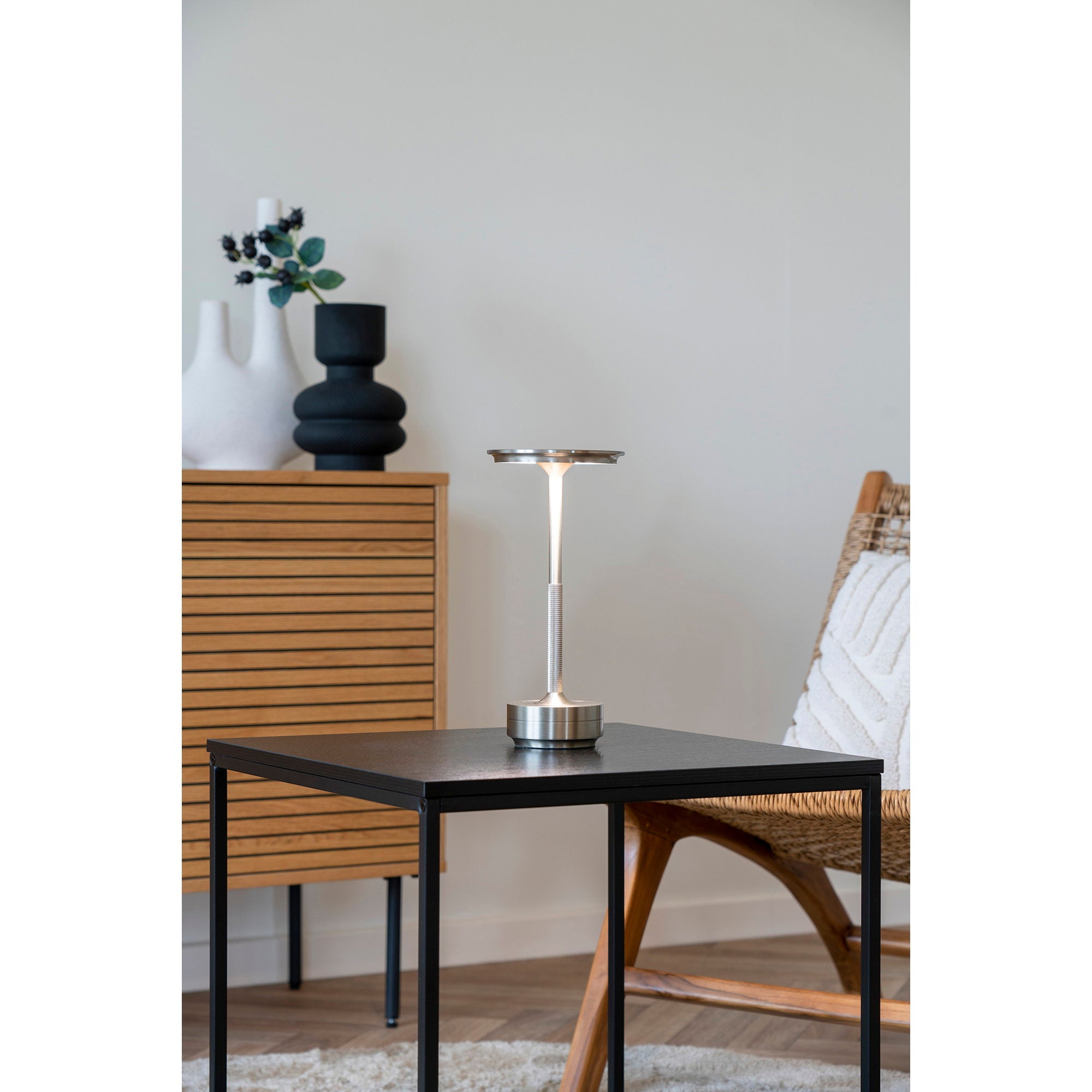 Lyneham Tafellamp - Oplaadbaar, metaal, zilver
