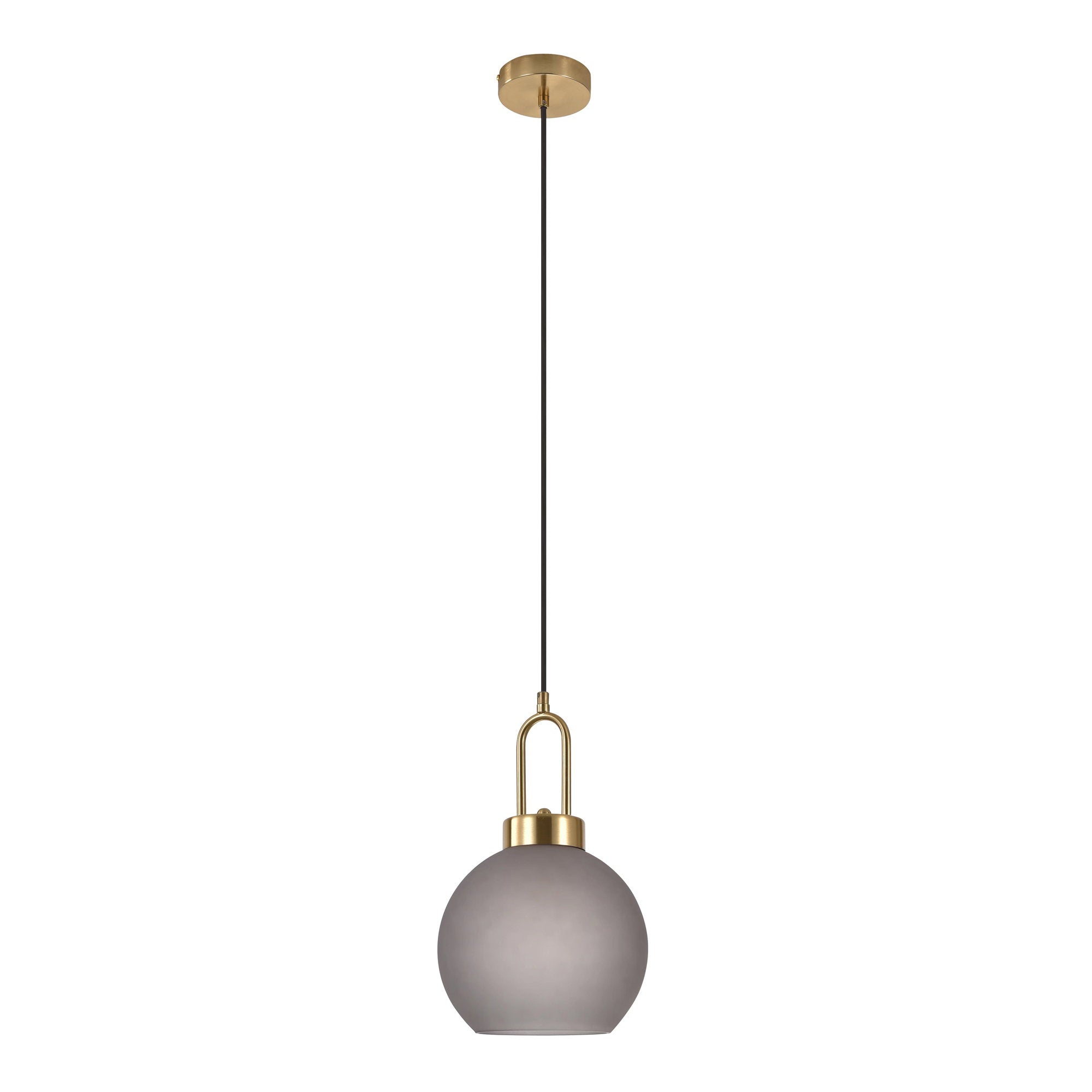 Luton Hanglamp - Mat gerookt glas, messingkleurige fitting, bolvorm Ø20 cm