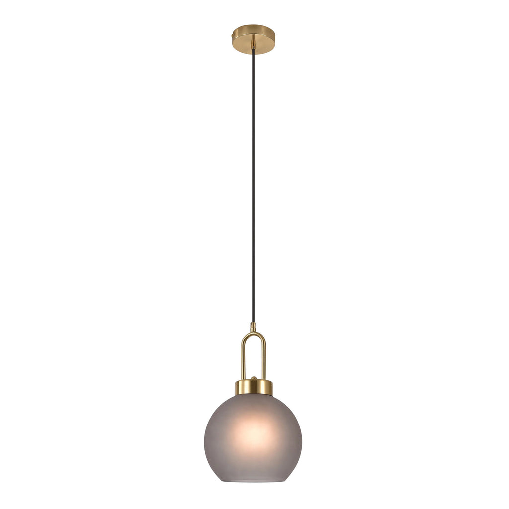 Luton Hanglamp - Mat gerookt glas, messingkleurige fitting, bolvorm Ø20 cm