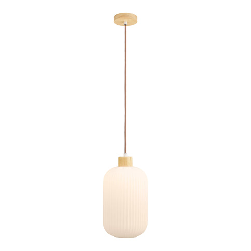 Argalo Hanglamp - Glas/hout, wit Ø20 cm