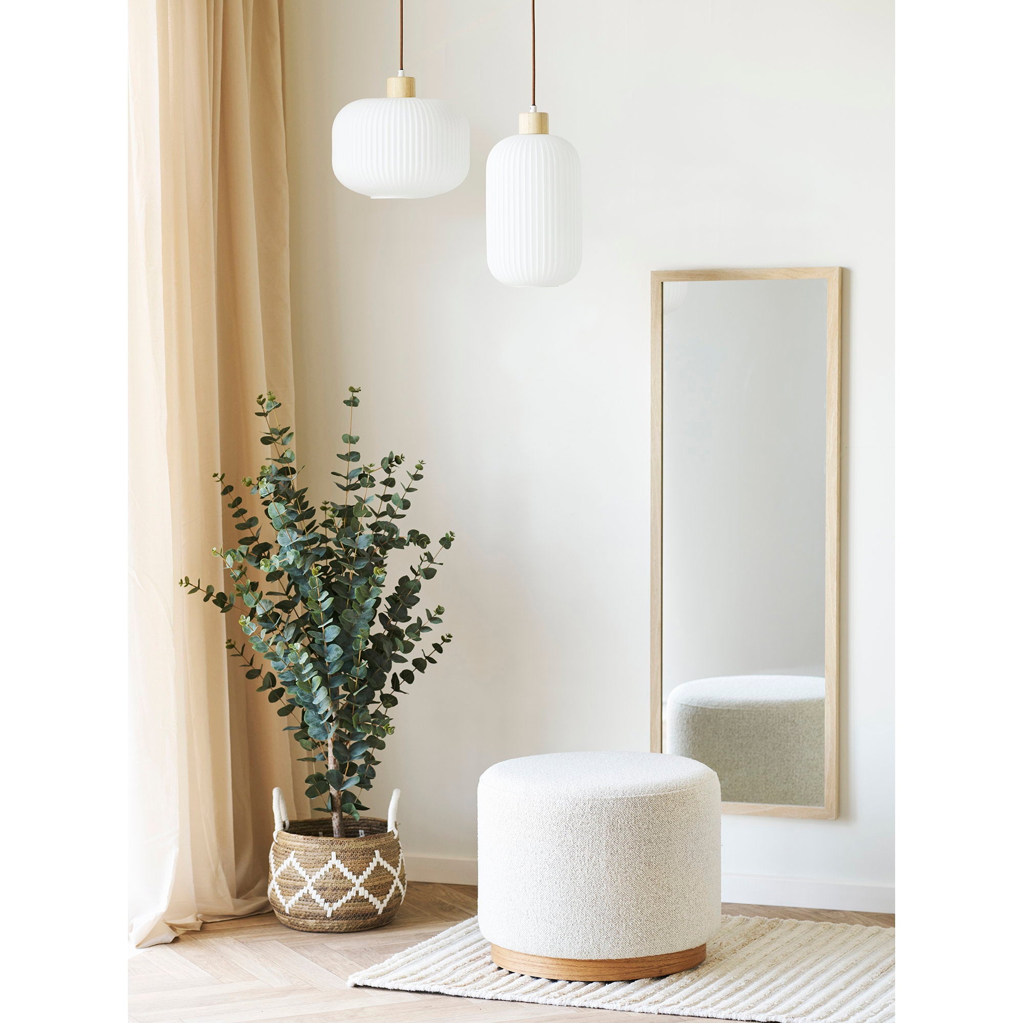 Argalo Hanglamp - Glas/hout, wit Ø20 cm