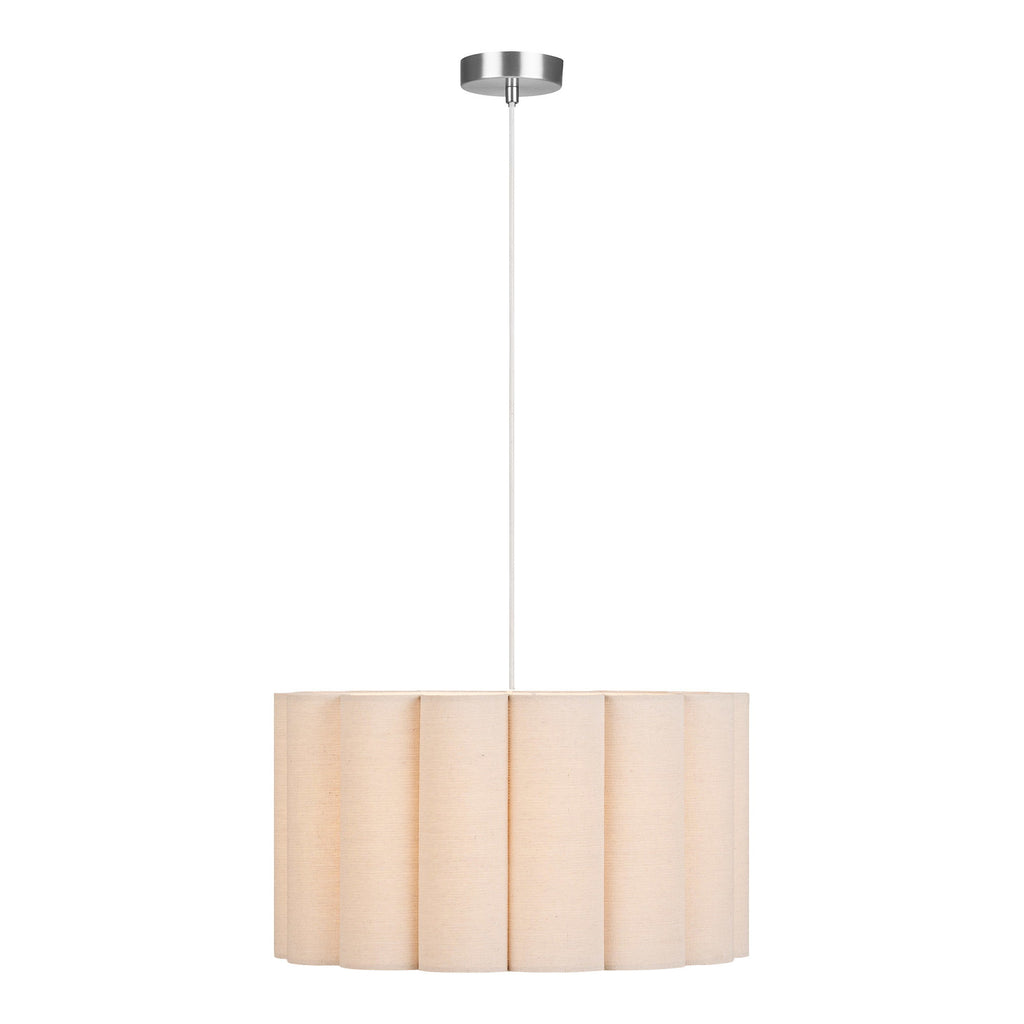 Watton Hanglamp - Hanglamp, staal/linnen, grijs/beige