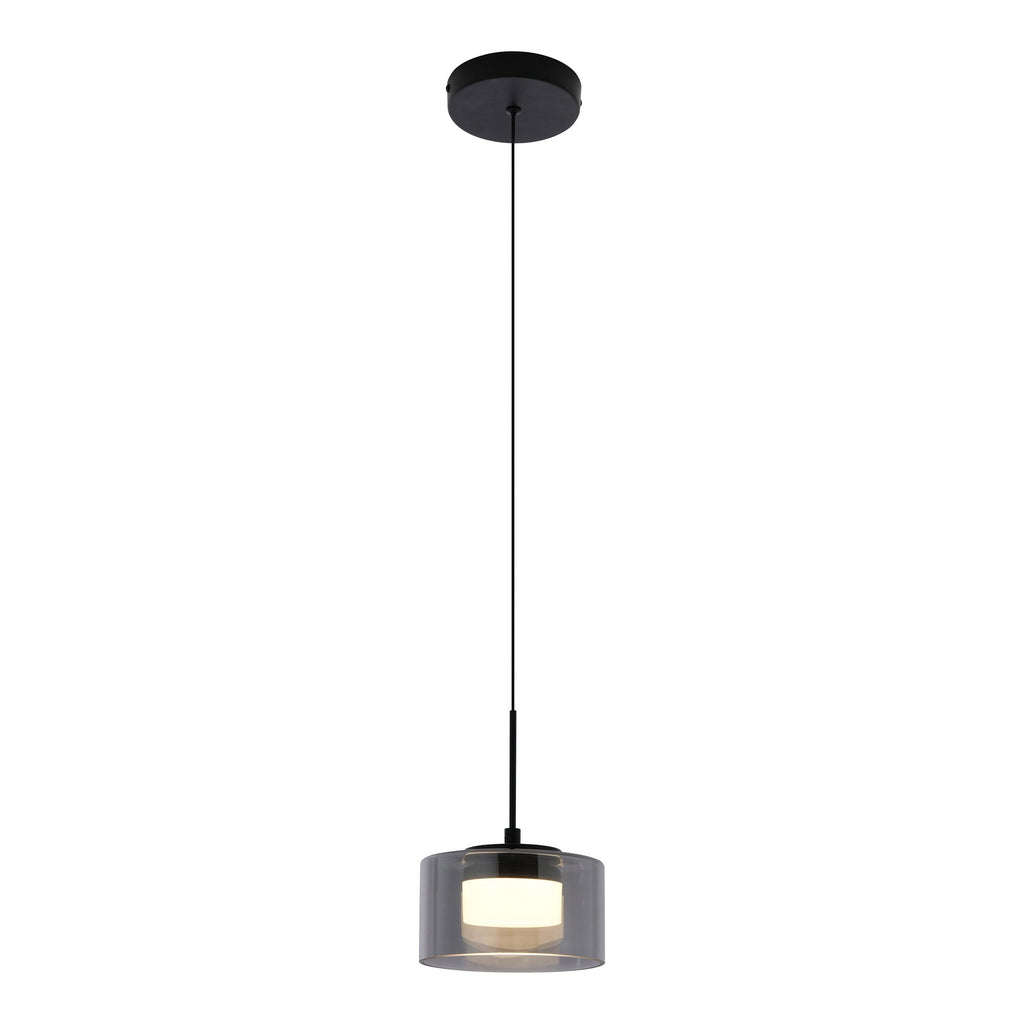 Cholet Hanglamp - LED-hanglamp, staal/glas, zwart/transparant