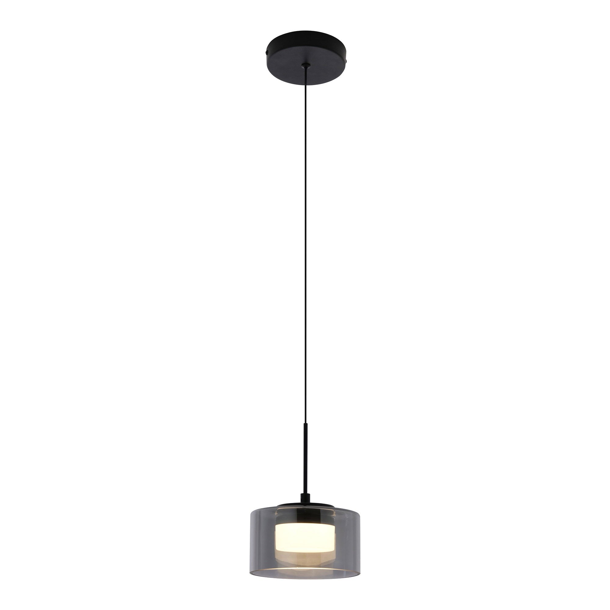 Cholet Hanglamp - LED-hanglamp, staal/glas, zwart/transparant