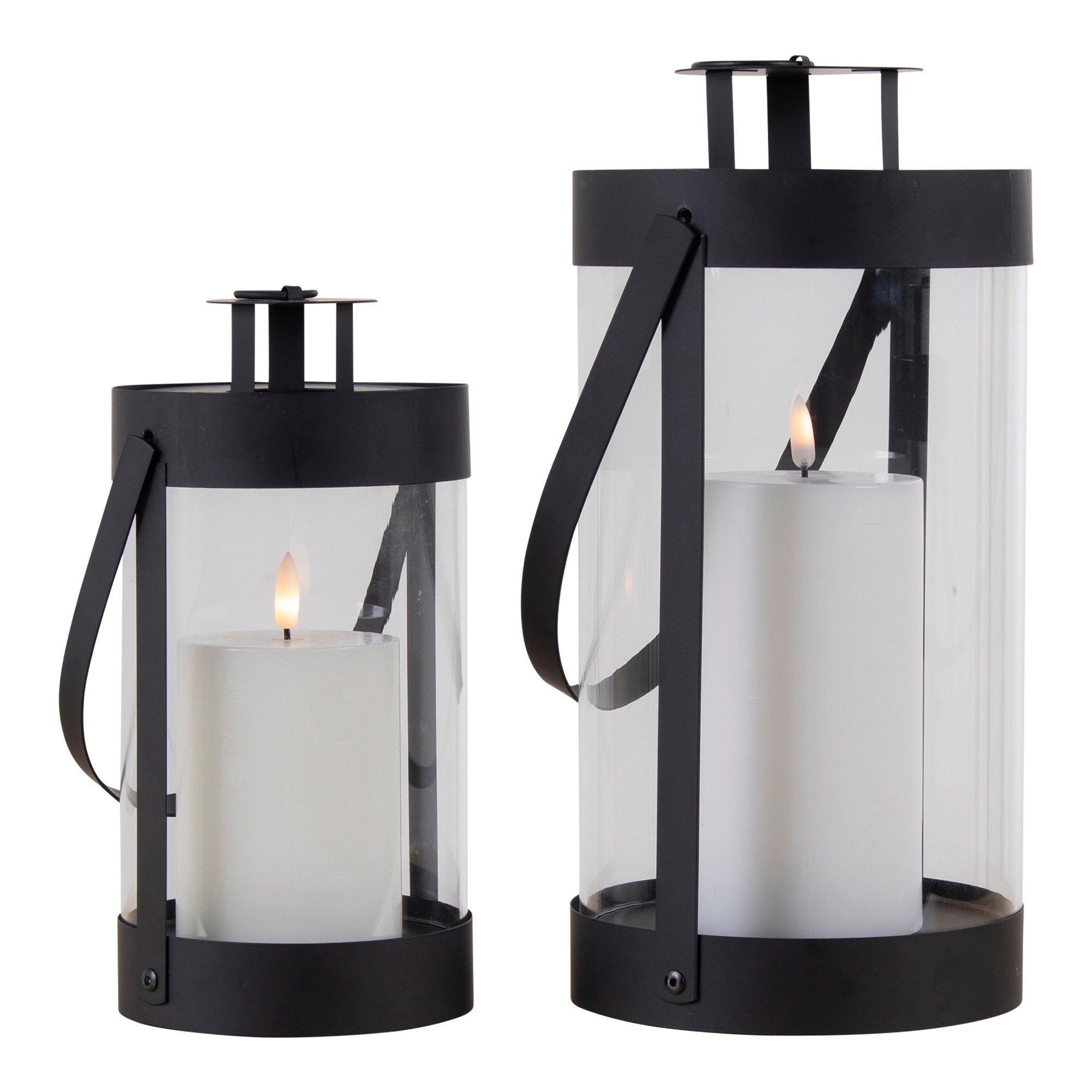 Bondi Lantaarns - Staal/glas, zwart (set van 2)