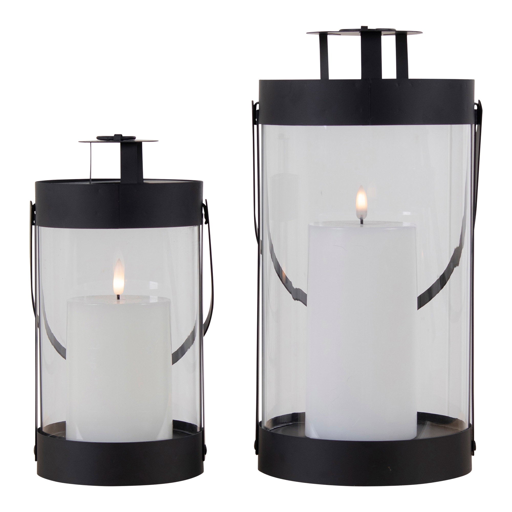 Bondi Lantaarns - Staal/glas, zwart (set van 2)