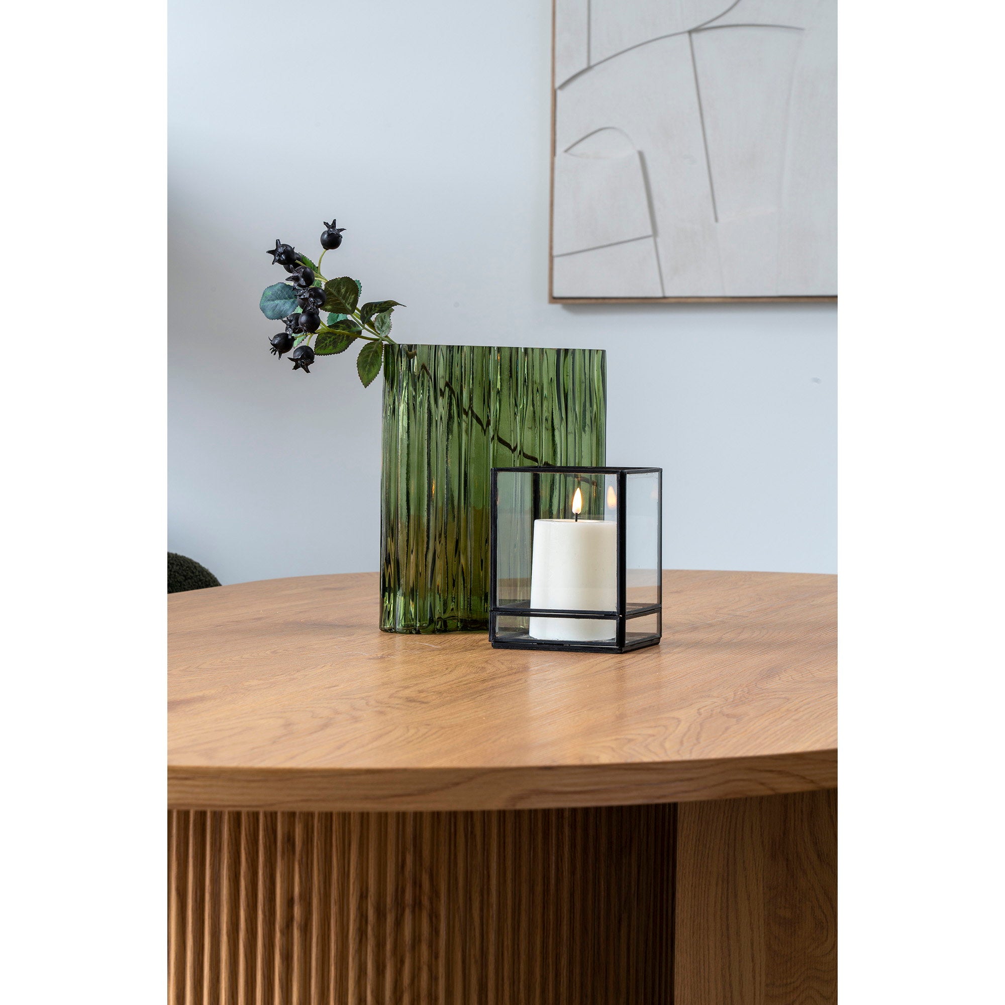 Windlicht - Metaal/glas, zwart 12x15 cm