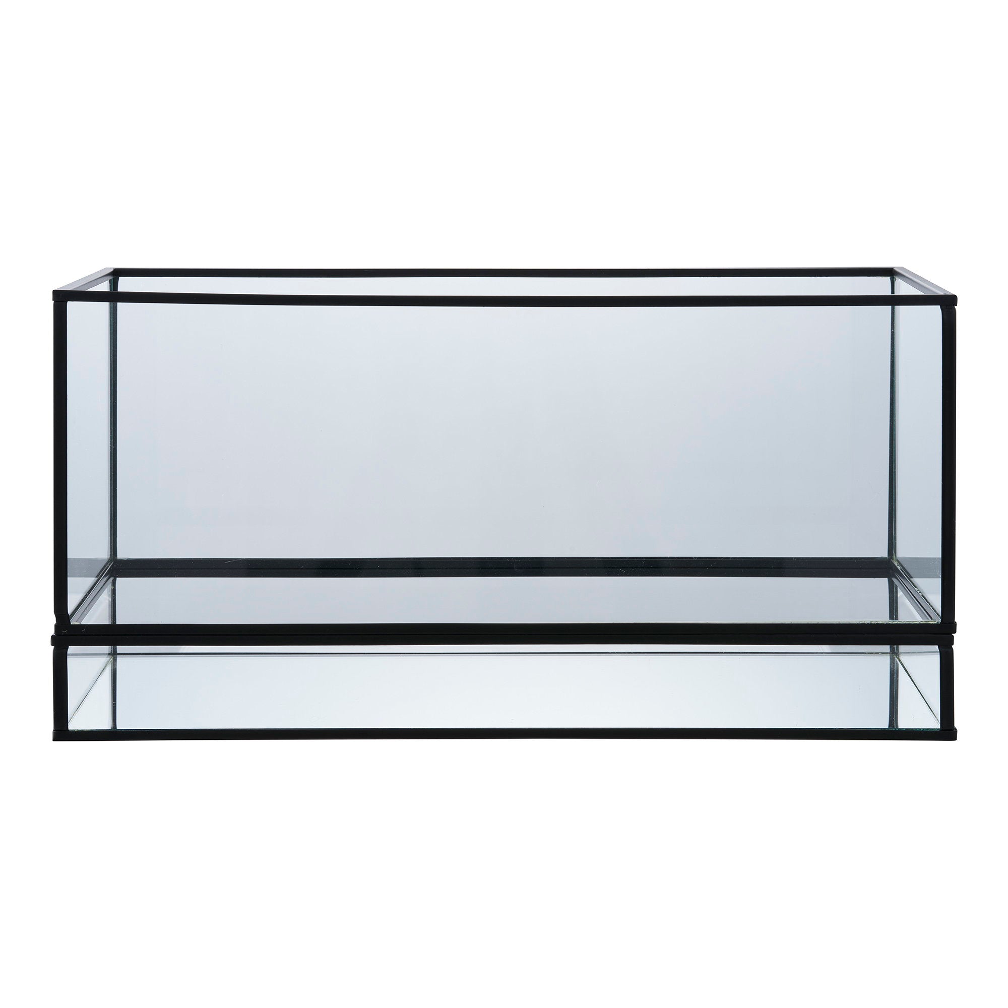 Windlicht - Metaal/glas, zwart 30x12x15 cm