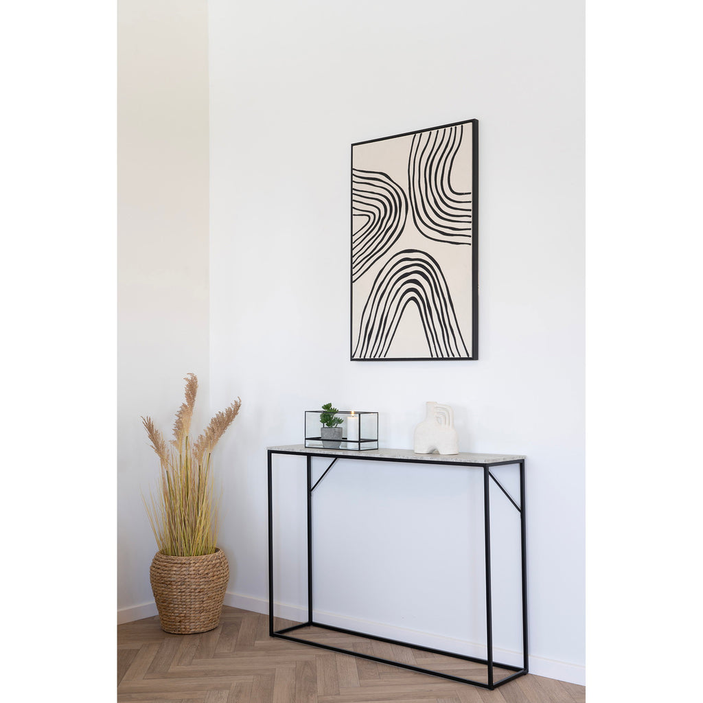 Windlicht - Metaal/glas, zwart 30x12x15 cm