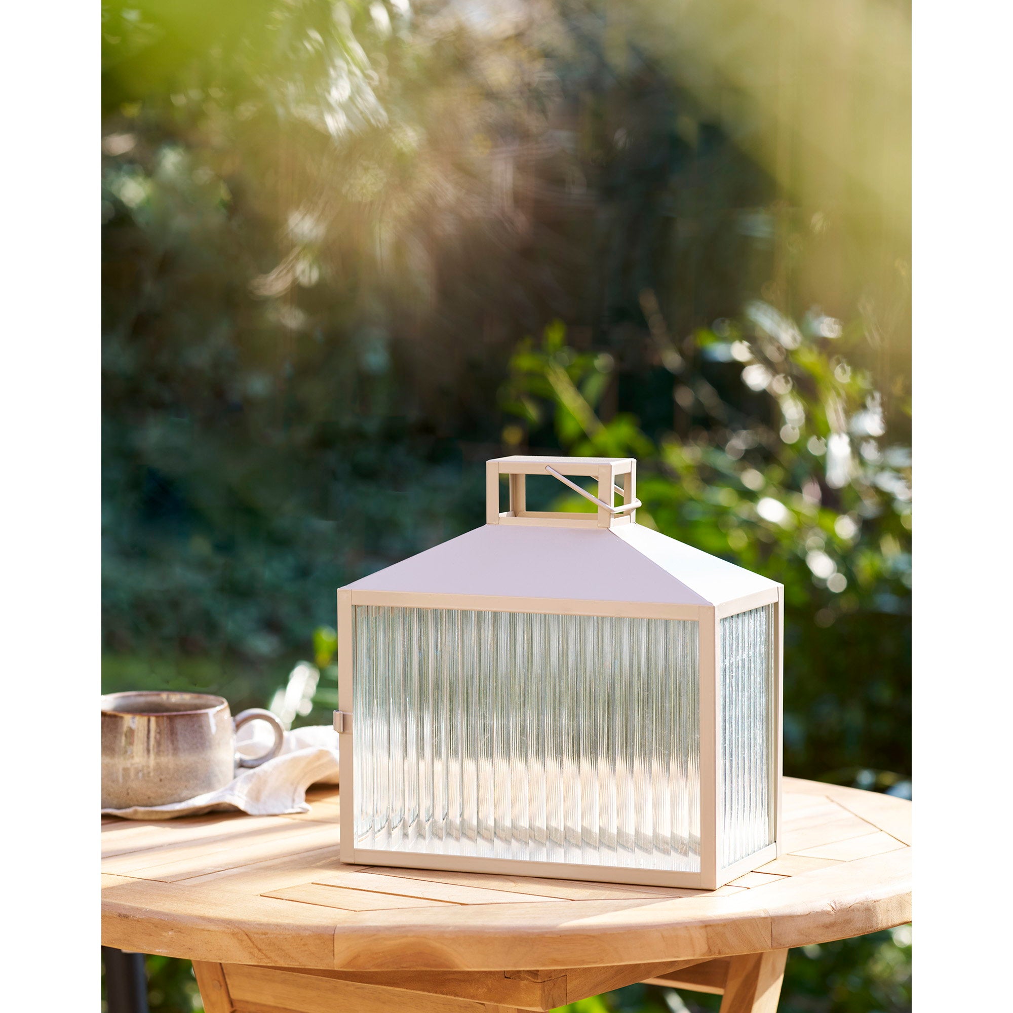 Lucca Lantaarn - Metaal/glas, beige/grijs