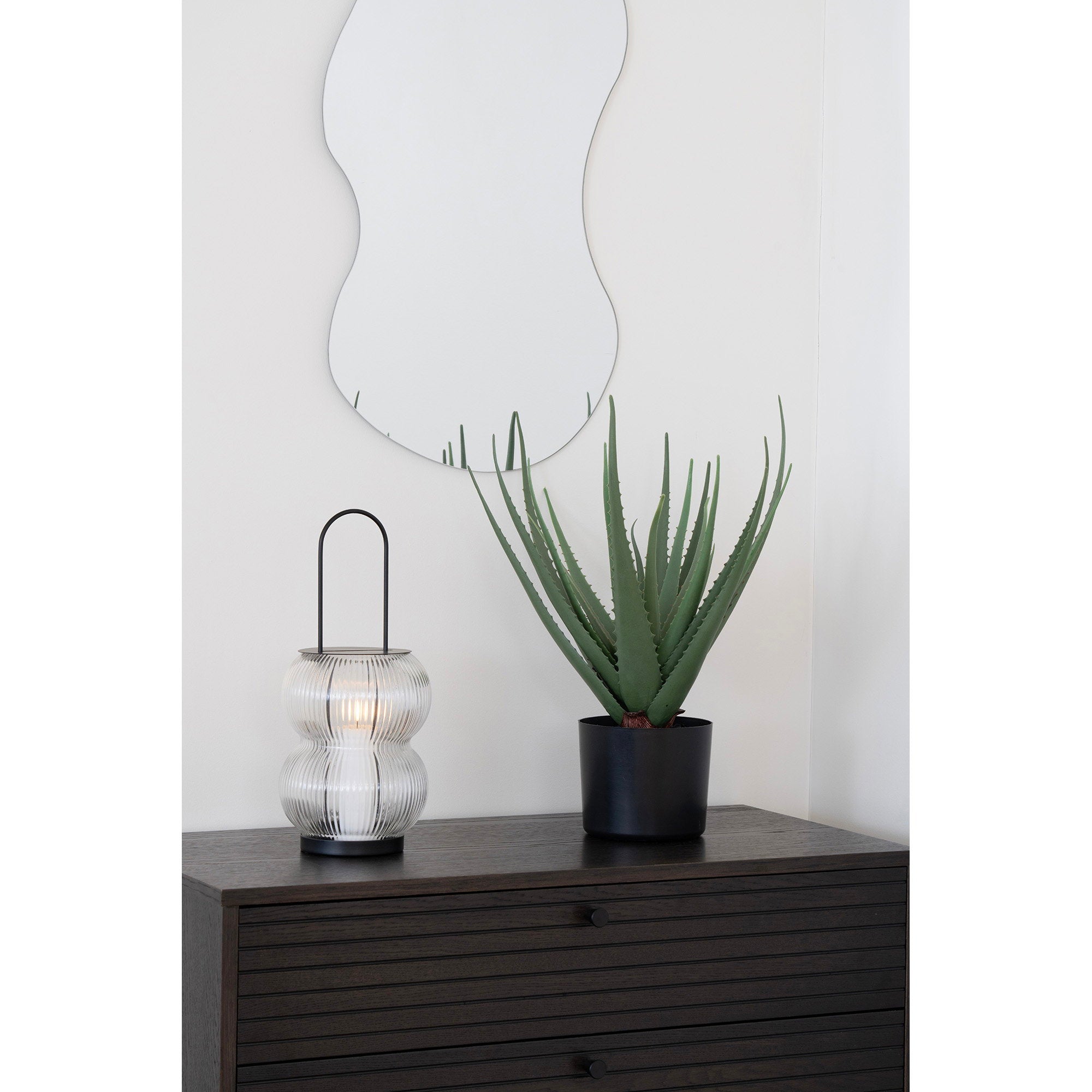 Lucena Lantaarn - Metaal/glas, zwart
