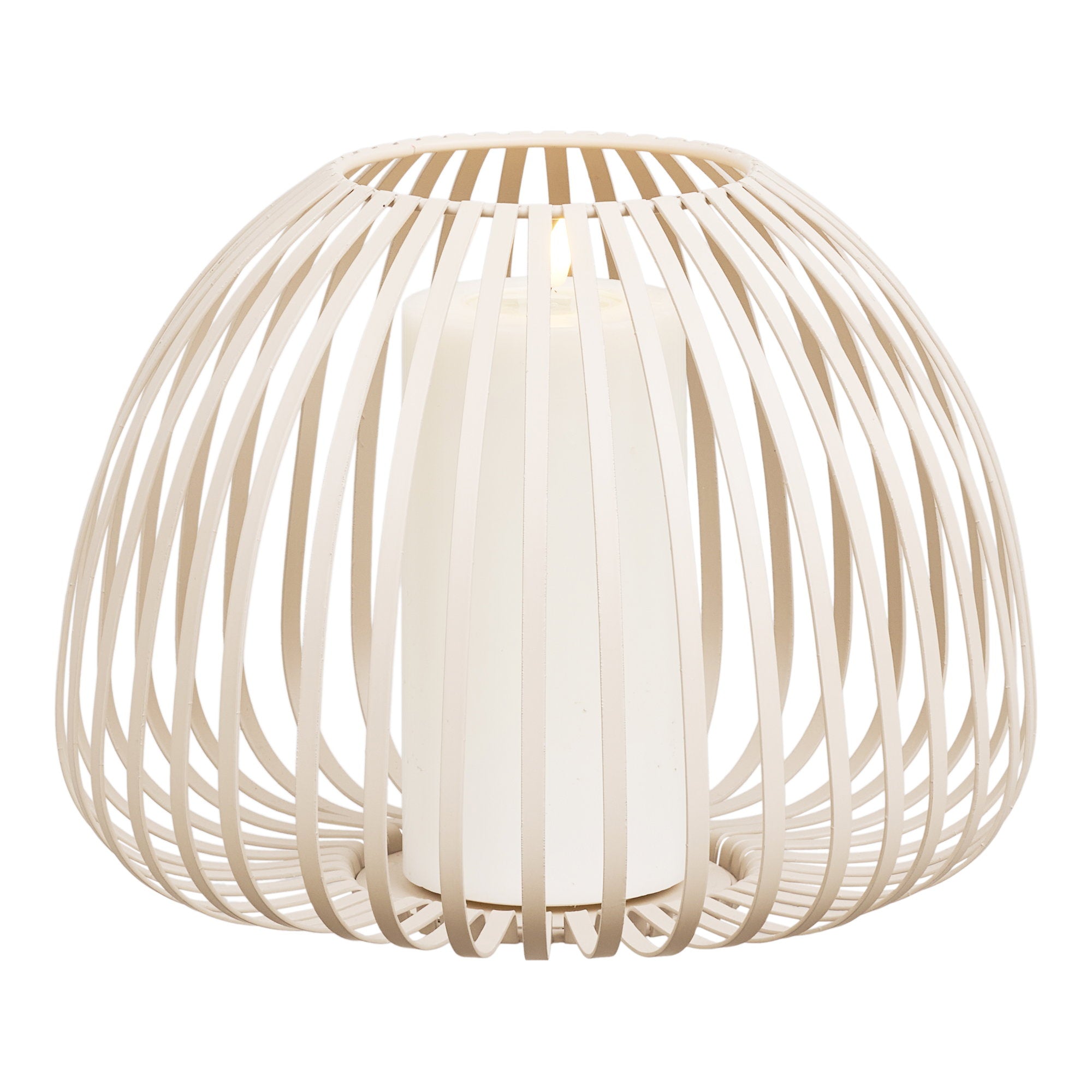 Stoense Lantaarn - Metaal, beige Ø25x19 cm