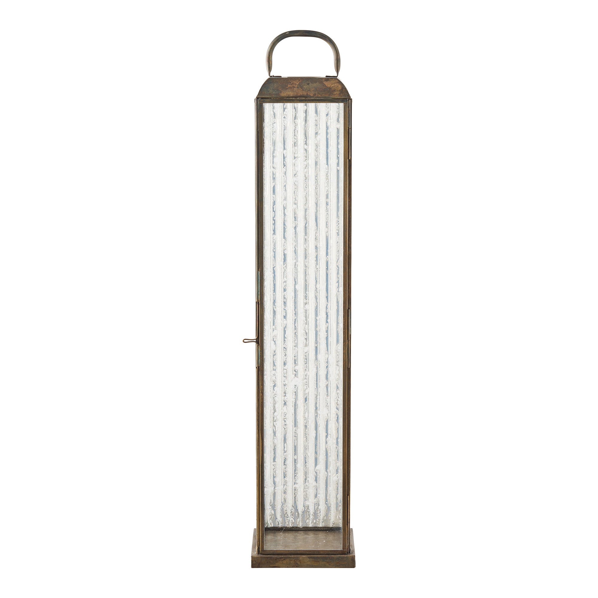Herslev Lantaarn - Glas/metaal, antiek messinglook 12x12x60 cm