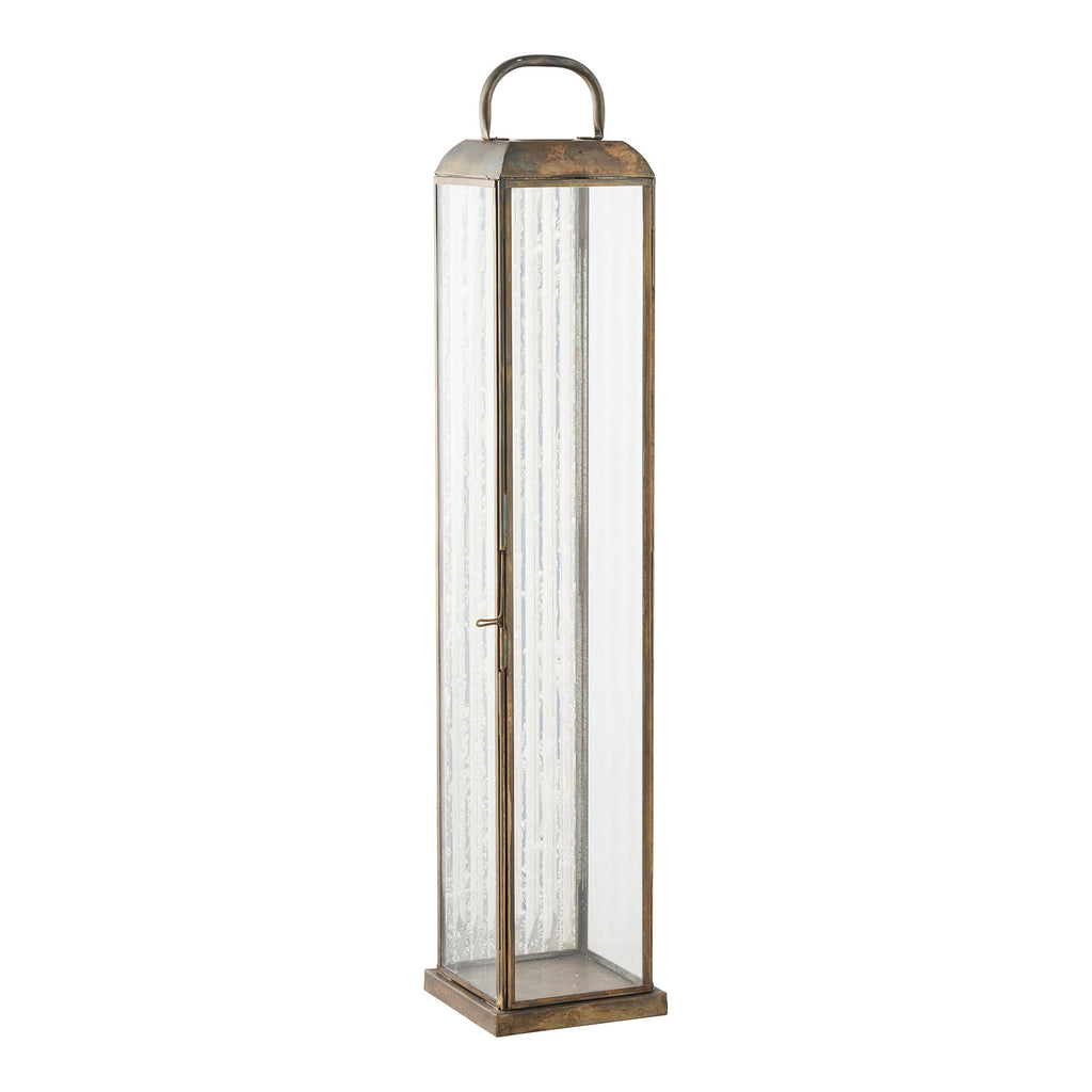 Herslev Lantaarn - Glas/metaal, antiek messinglook 12x12x60 cm