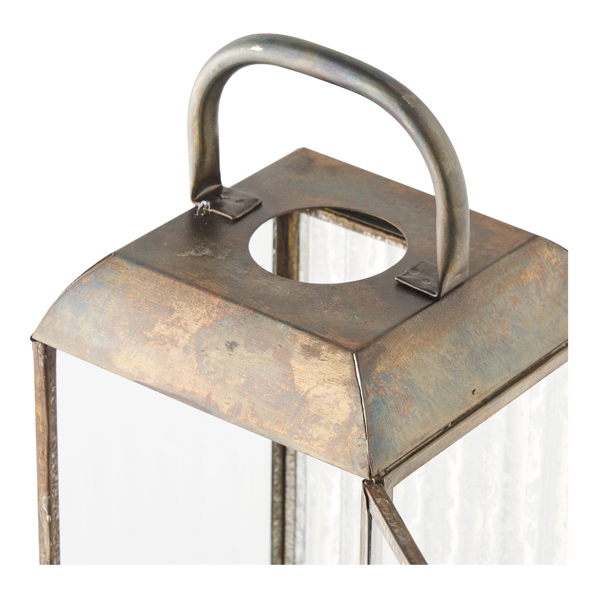 Herslev Lantaarn - Glas/metaal, antiek messinglook 12x12x60 cm
