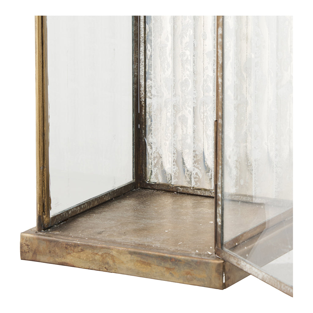 Herslev Lantaarn - Glas/metaal, antiek messinglook 12x12x60 cm