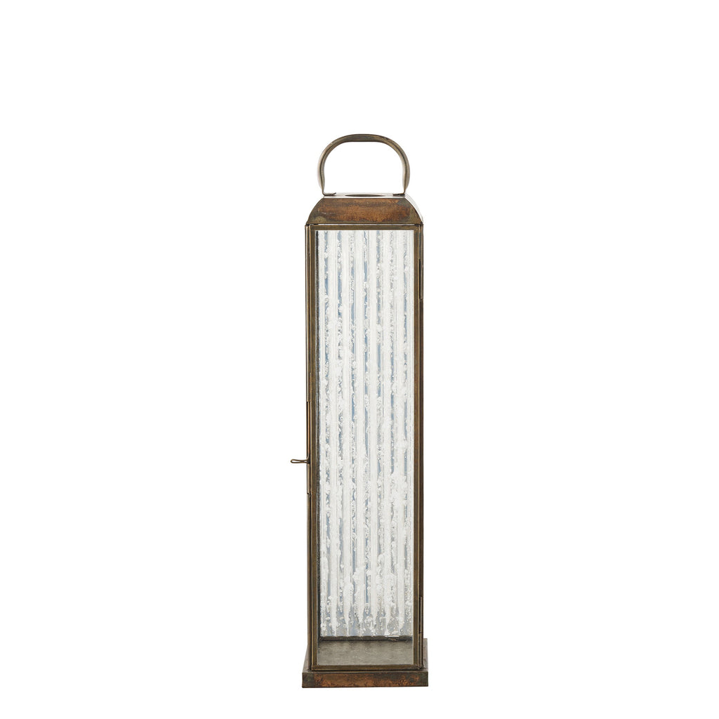 Herslev Lantaarn - Glas/metaal, antiek messinglook 12x12x49 cm
