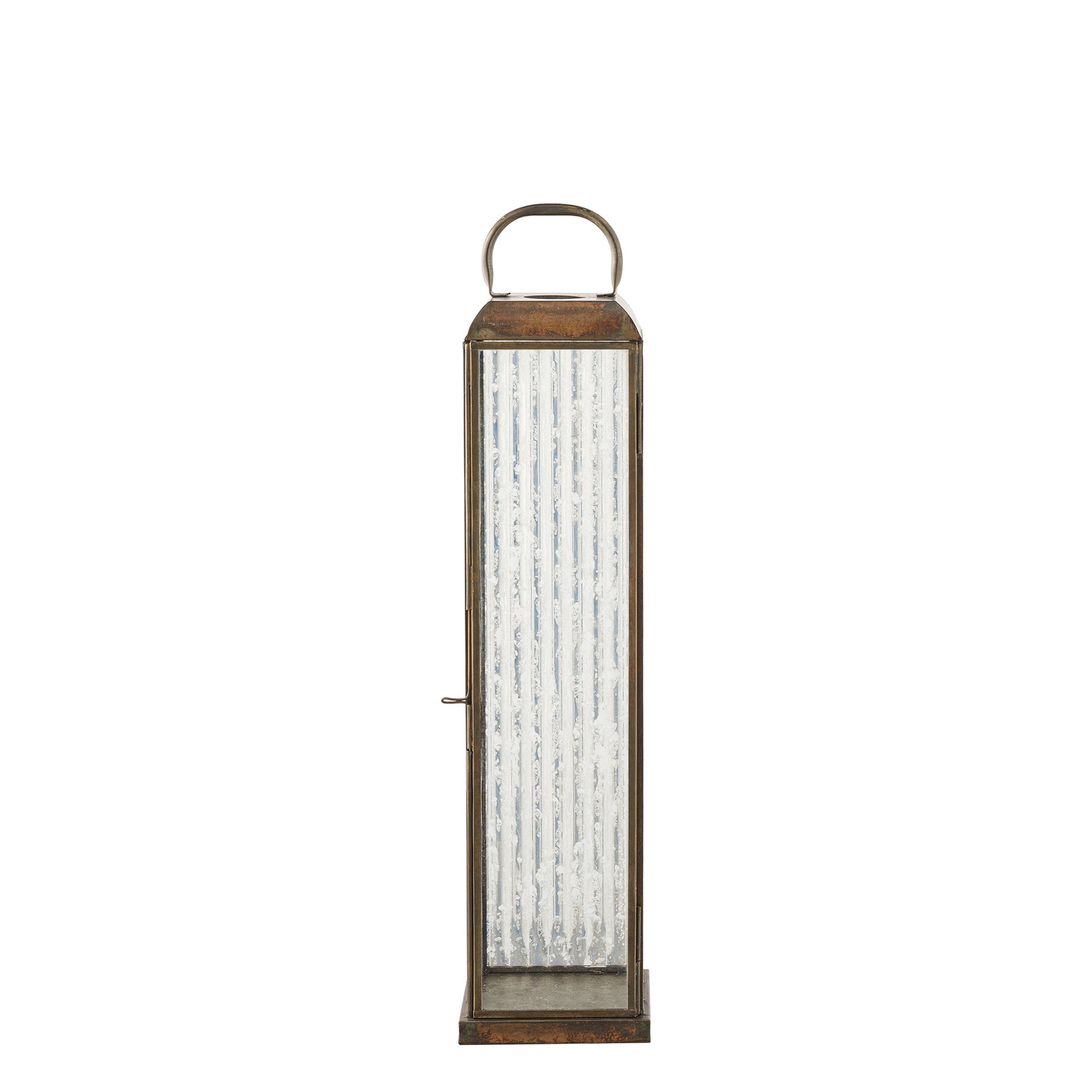 Herslev Lantaarn - Glas/metaal, antiek messinglook 12x12x49 cm