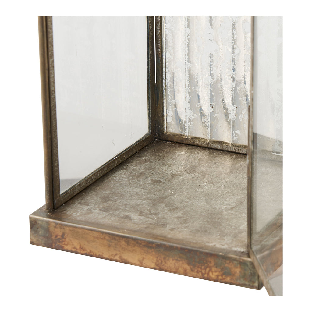 Herslev Lantaarn - Glas/metaal, antiek messinglook 12x12x49 cm