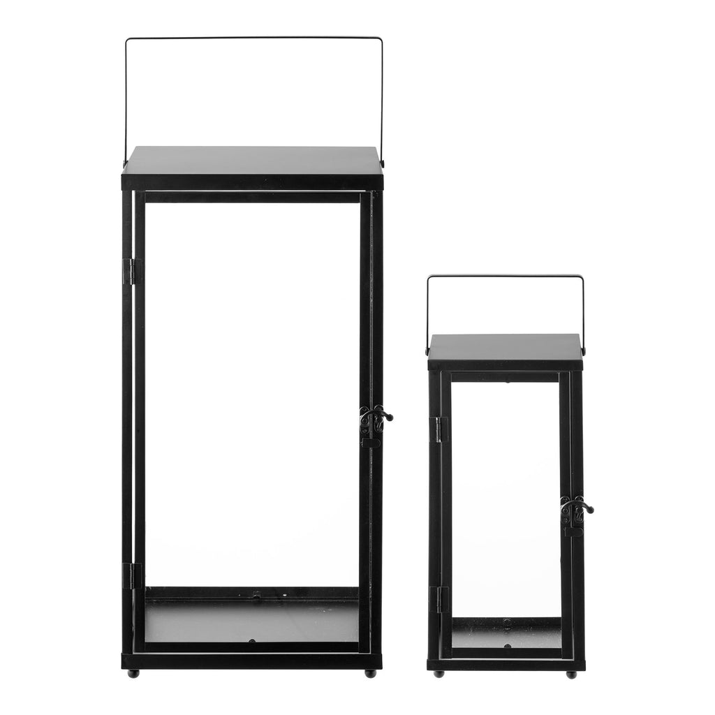 Ibra Lantaarns - Lantaarns, metaal/glas, zwart, set van 2